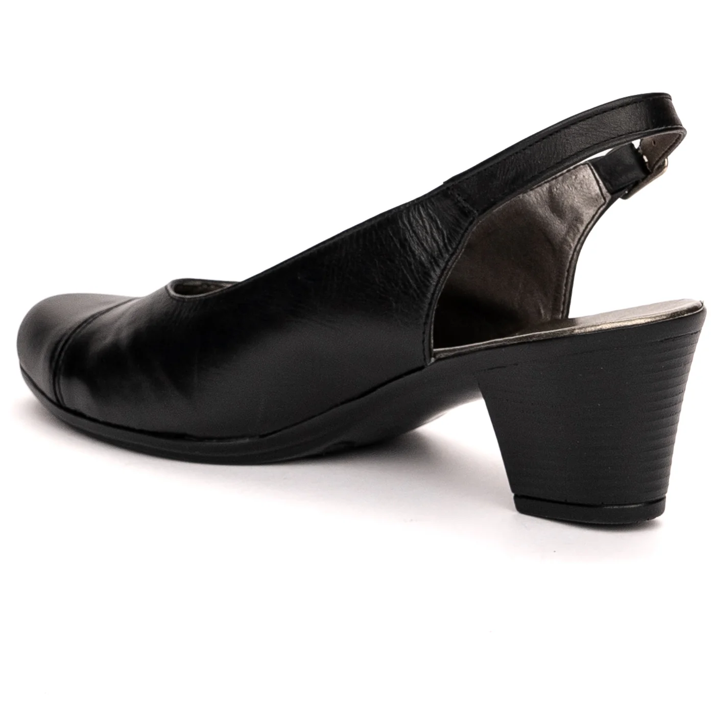 Sandale dama din piele naturala neagra cu toc 6 cm 13507 - Image 2