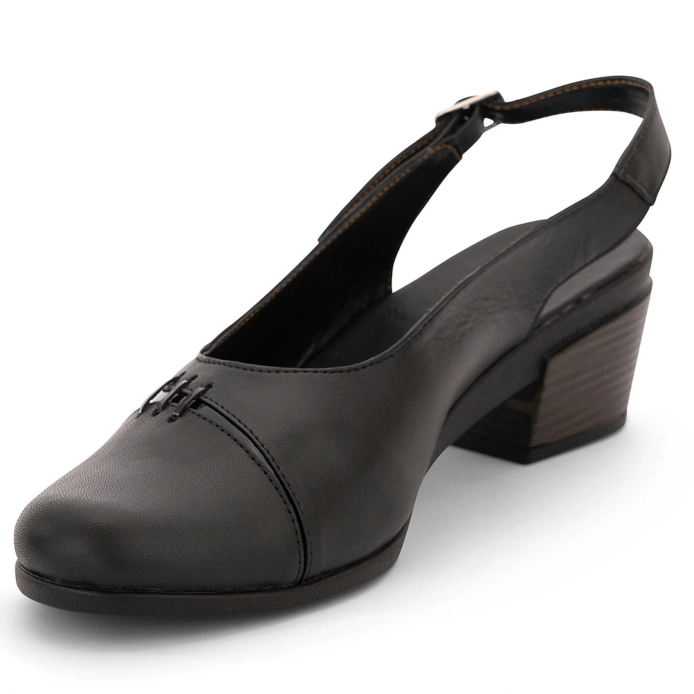 Sandale dama din piele naturala neagra cu toc 6 cm 14174 - Image 3