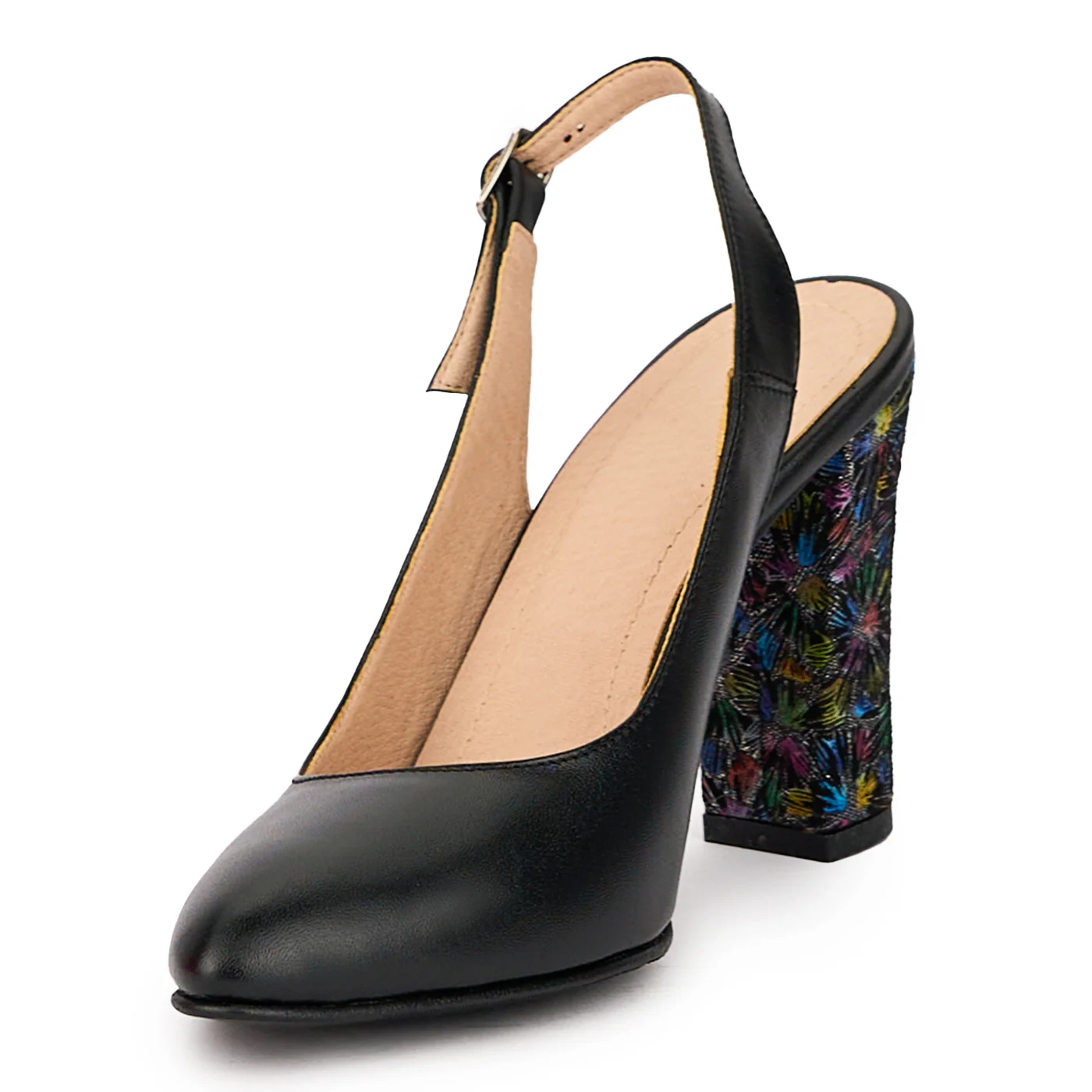 Sandale dama din piele naturala neagra cu toc gros 10 cm 15967 - Image 3