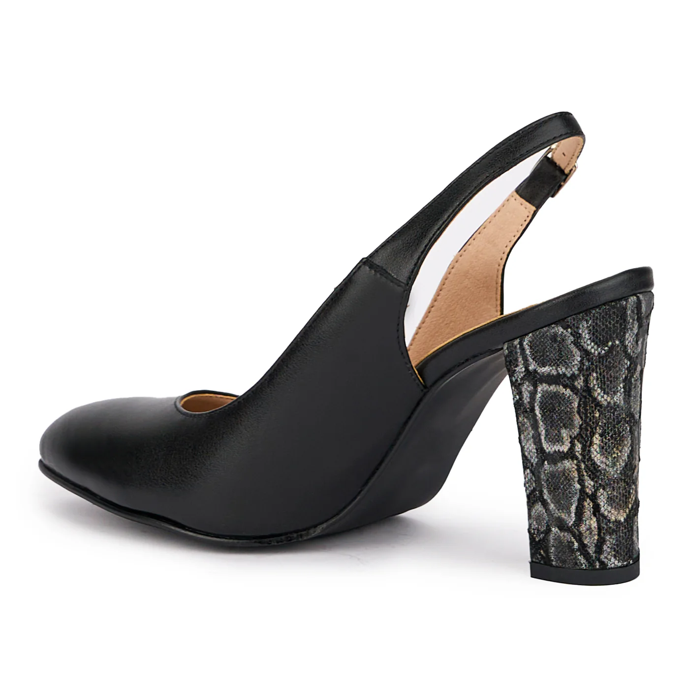 Sandale dama din piele naturala neagra cu toc gros 10 cm 16903 - Image 2