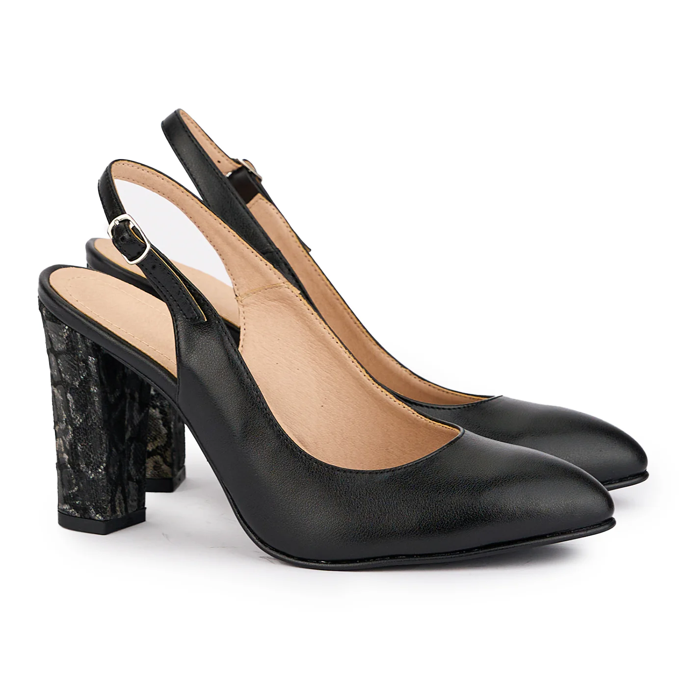 Sandale dama din piele naturala neagra cu toc gros 10 cm 16903 - Image 4