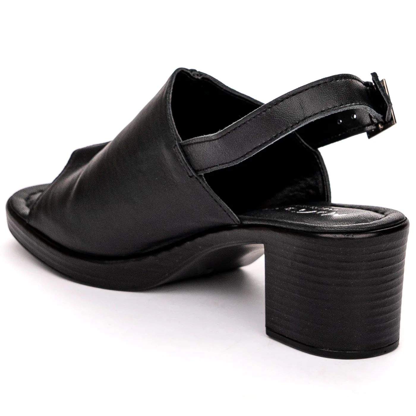Sandale dama din piele naturala neagra cu toc gros 13610 - Image 2