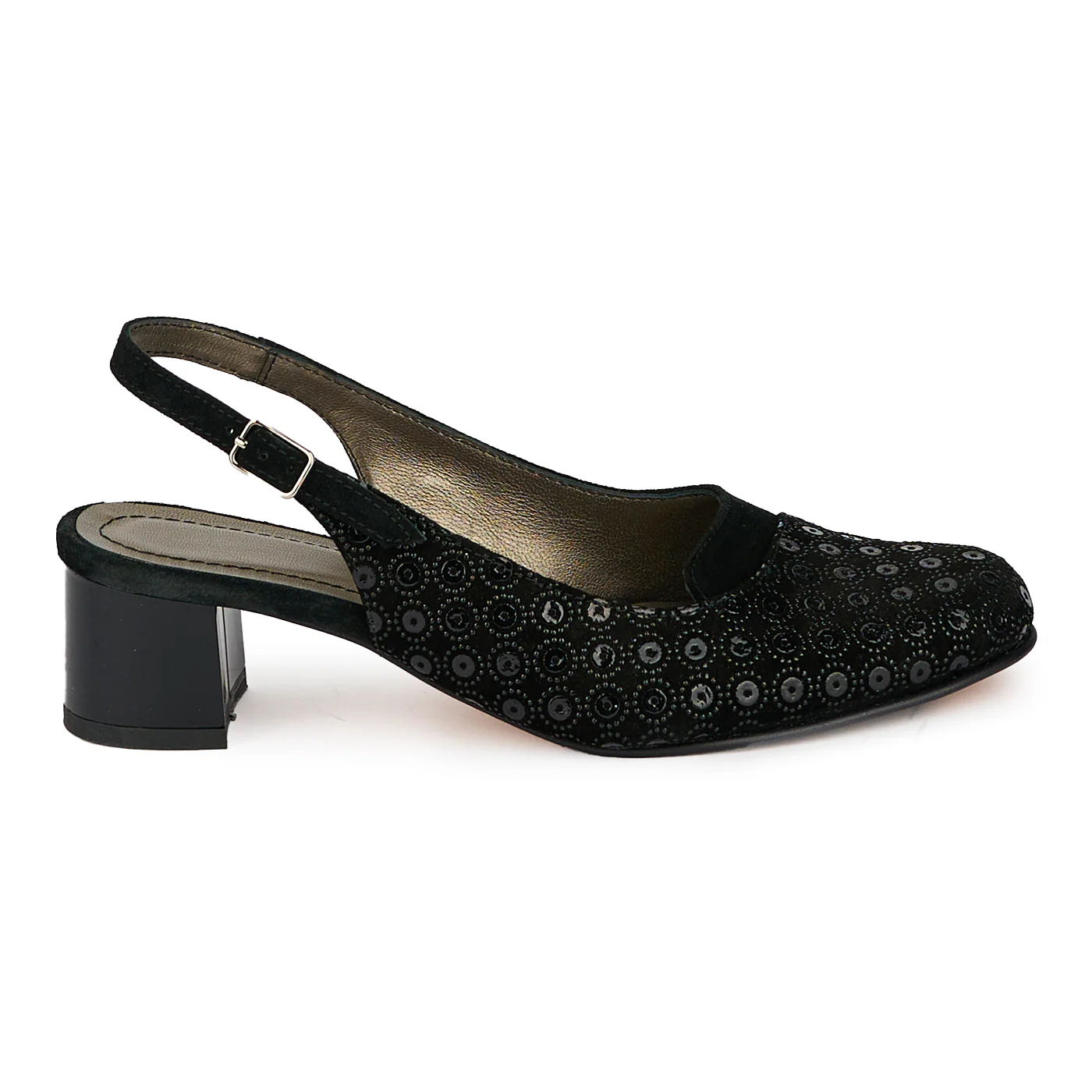 Sandale dama din piele naturala neagra cu toc gros 4.5 cm 18184