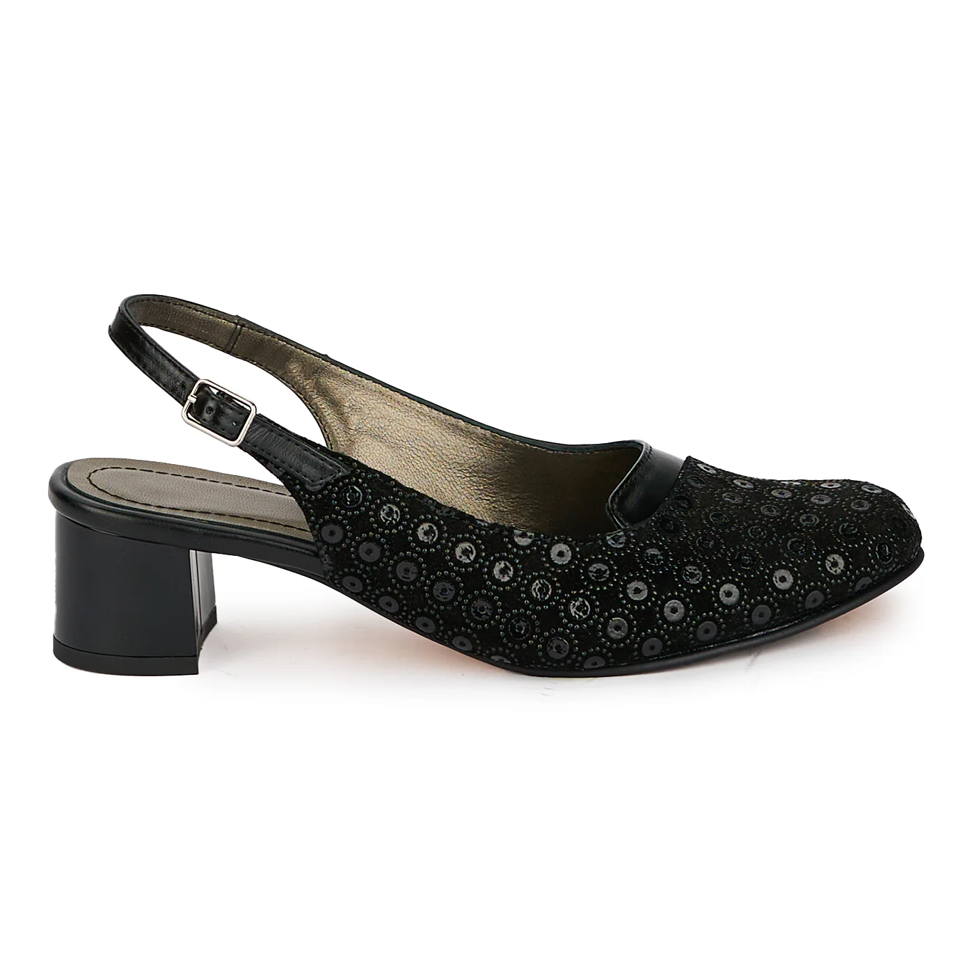 Sandale dama din piele naturala neagra cu toc gros 4.5 cm 18185