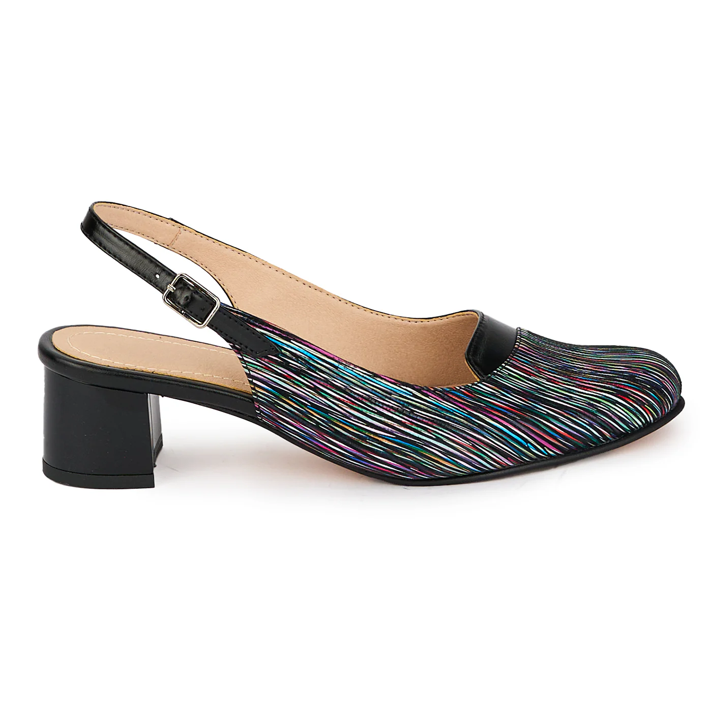 Sandale dama din piele naturala neagra cu toc gros 4.5 cm 18188