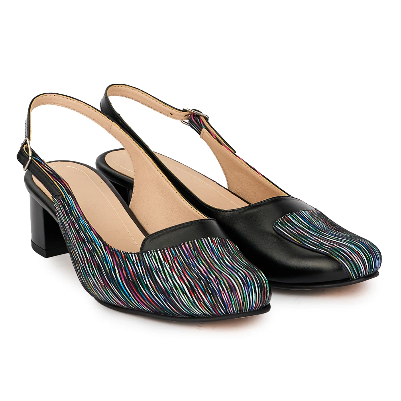 Sandale dama din piele naturala neagra cu toc gros 4.5 cm 18188 - Image 4