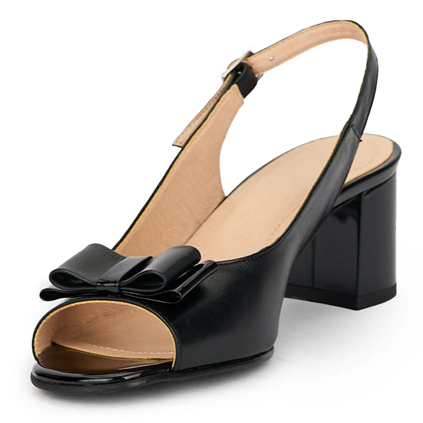 Sandale dama din piele naturala neagra cu toc gros 5.5 cm 16028 - Image 3