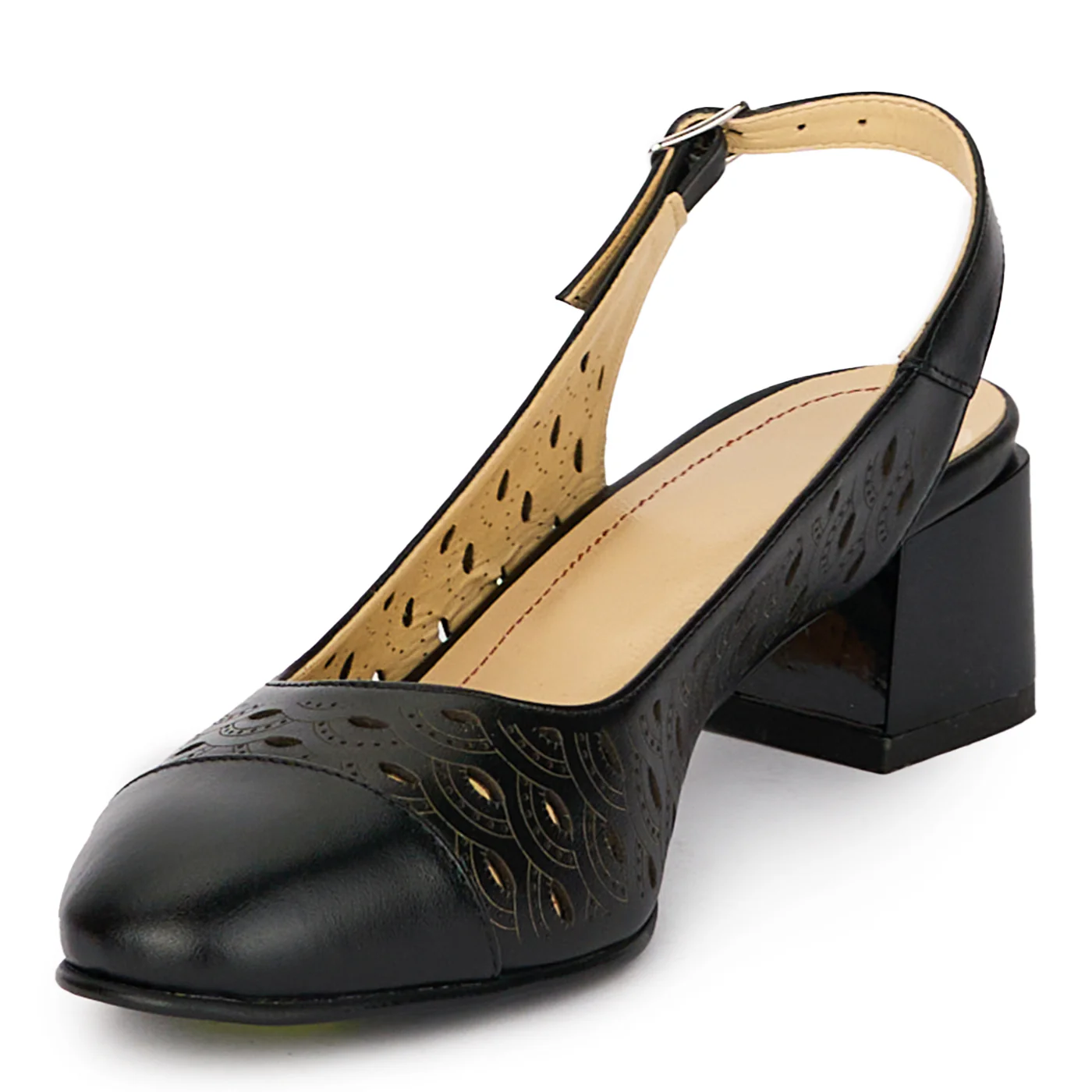 Sandale dama din piele naturala neagra cu toc gros 5.5 cm 18076 - Image 3