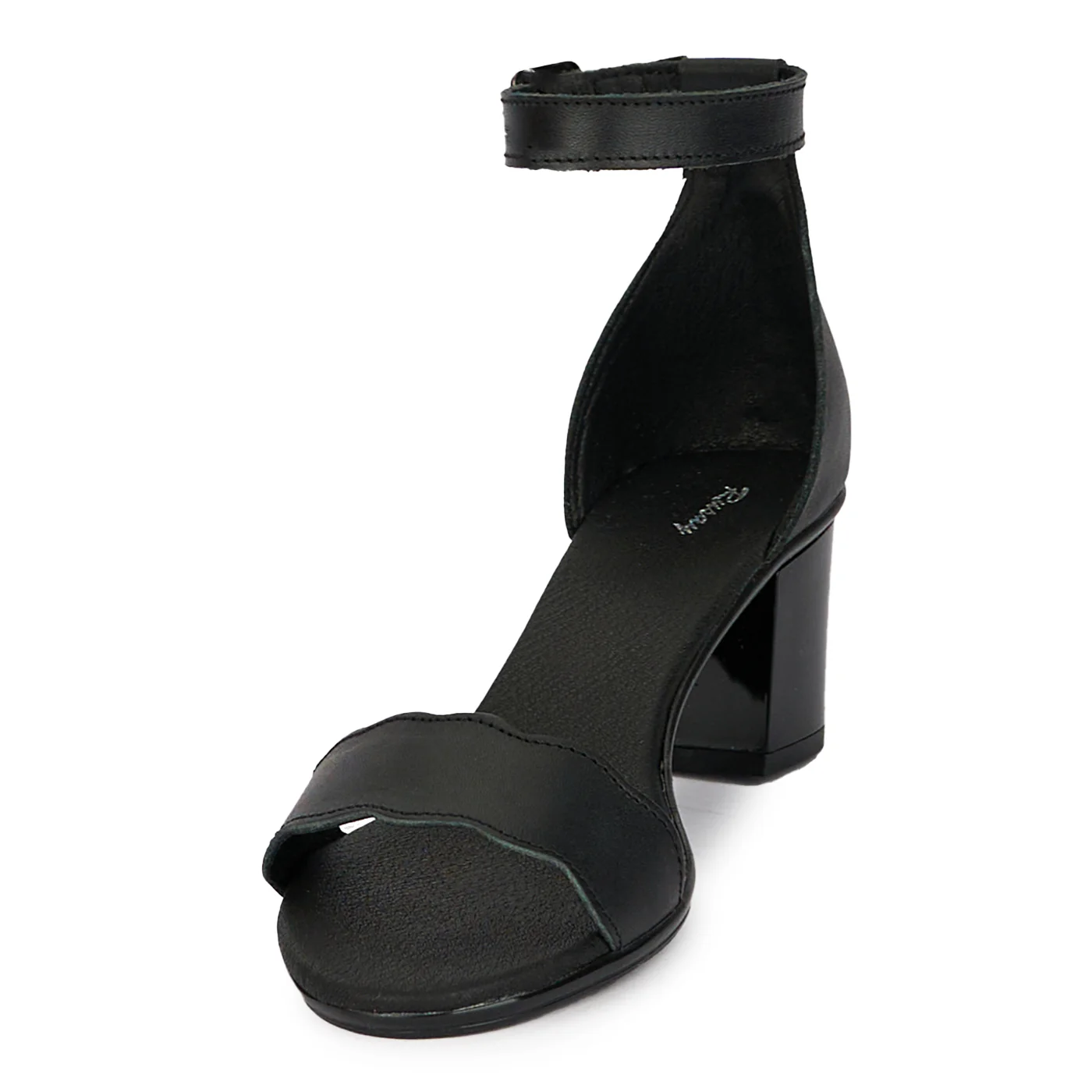 Sandale dama din piele naturala neagra cu toc gros 5.5 cm 18141 - Image 3