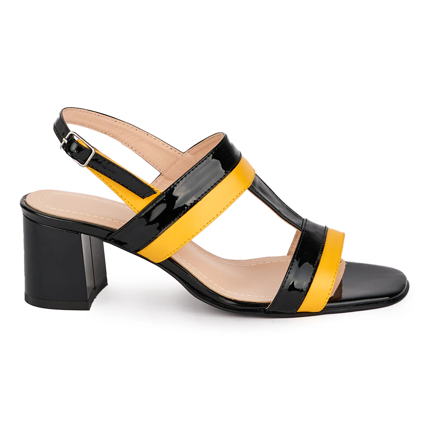 Sandale dama din piele naturala neagra cu toc gros 5.5 cm 18564