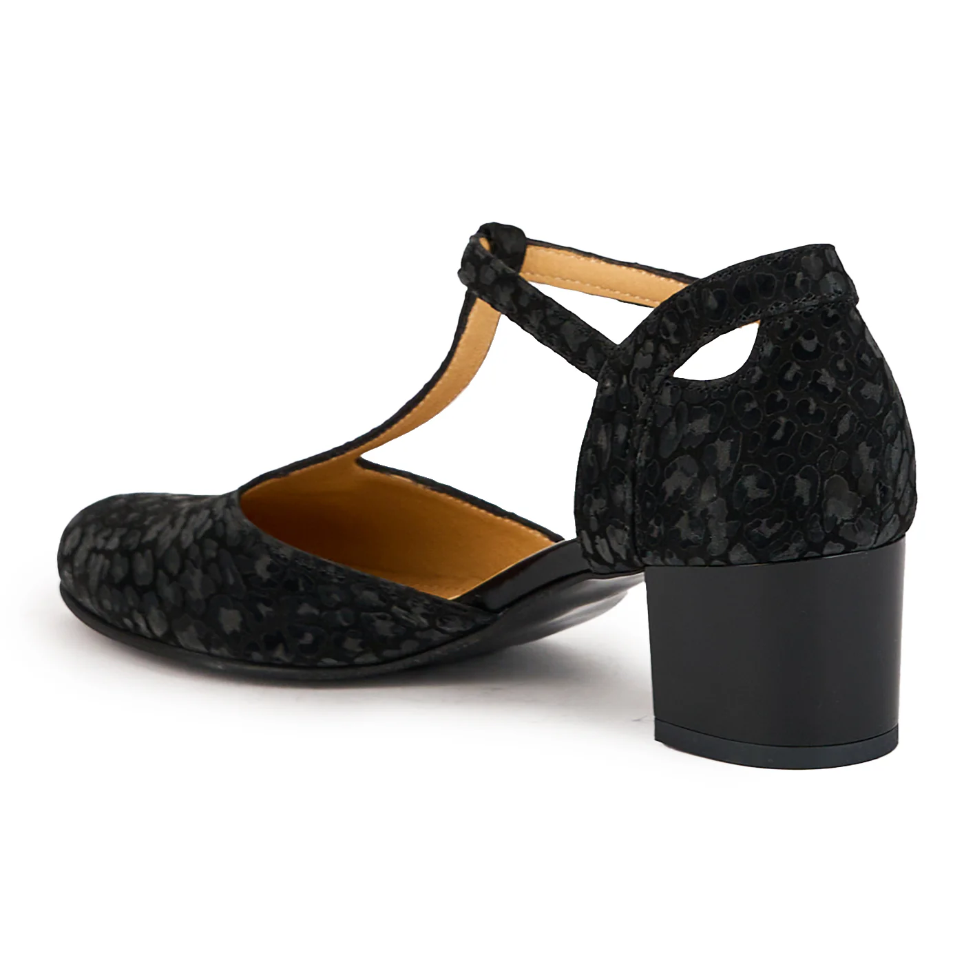 Sandale dama din piele naturala neagra cu toc gros 5 cm 17313 - Image 2
