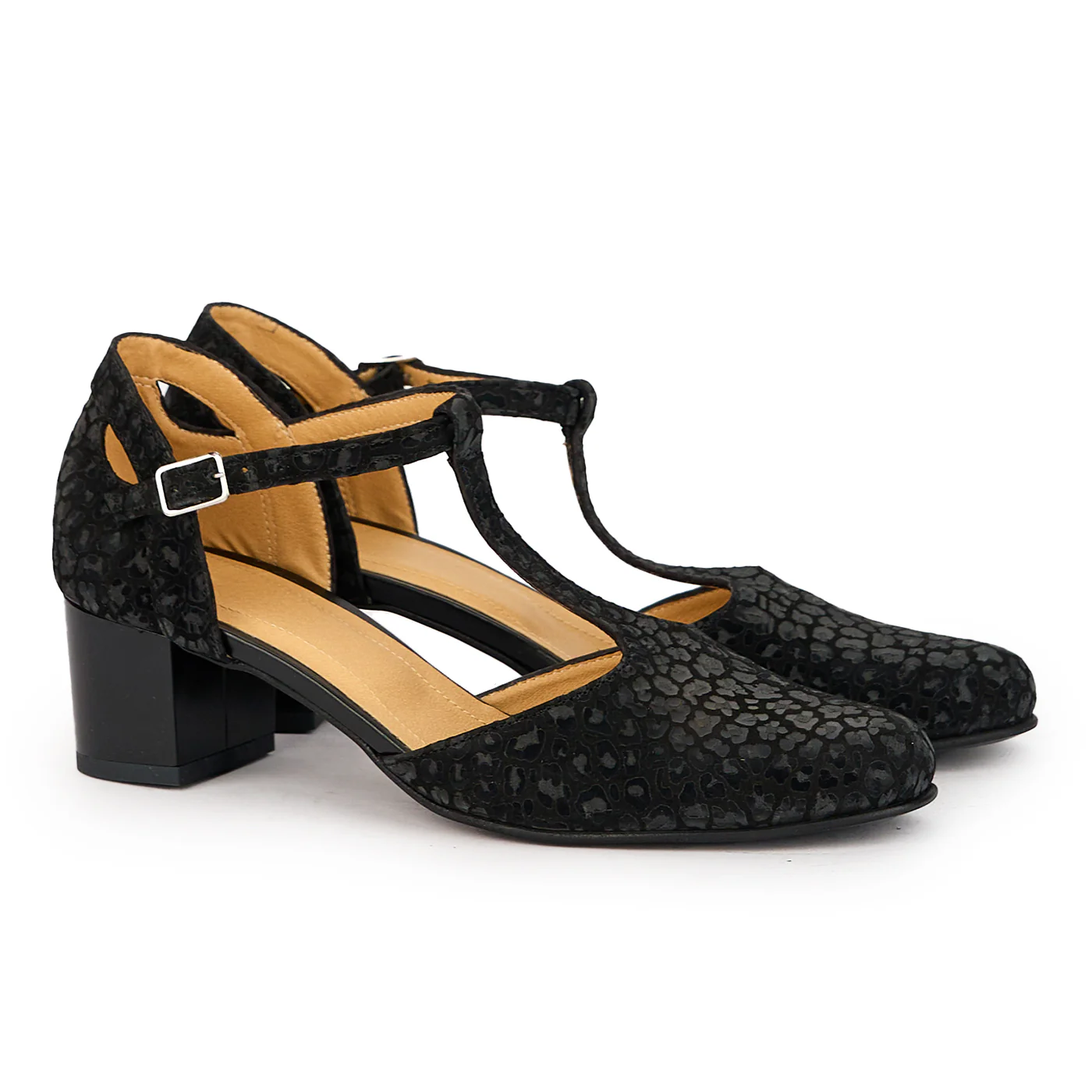 Sandale dama din piele naturala neagra cu toc gros 5 cm 17313 - Image 4