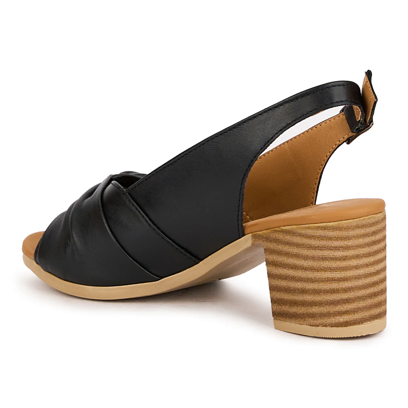 Sandale dama din piele naturala neagra cu toc gros 6 16642 - Image 2