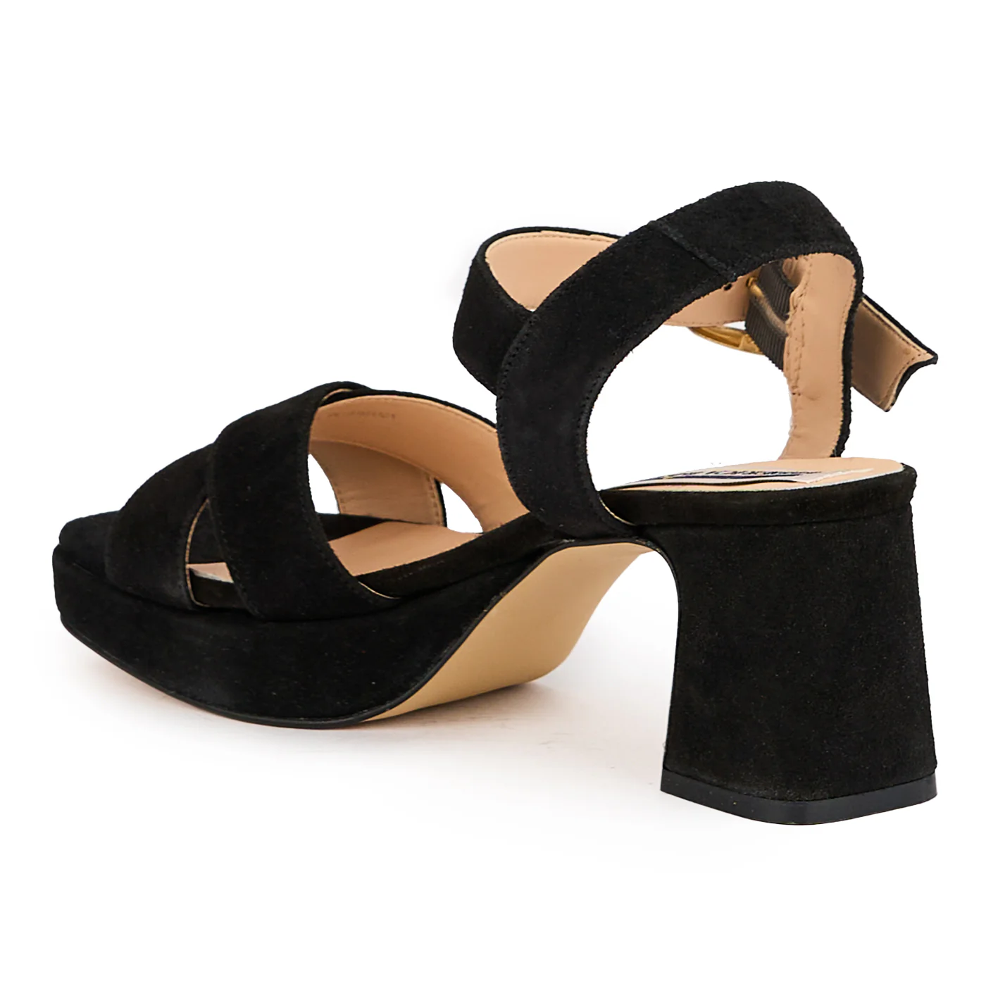 Sandale dama din piele naturala neagra cu toc gros 6.5 cm 16197 - Image 2
