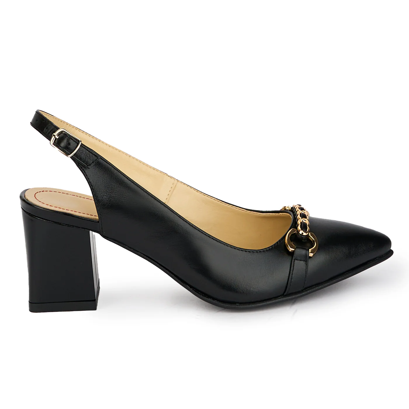 Sandale dama din piele naturala neagra cu toc gros 6.5 cm 18098