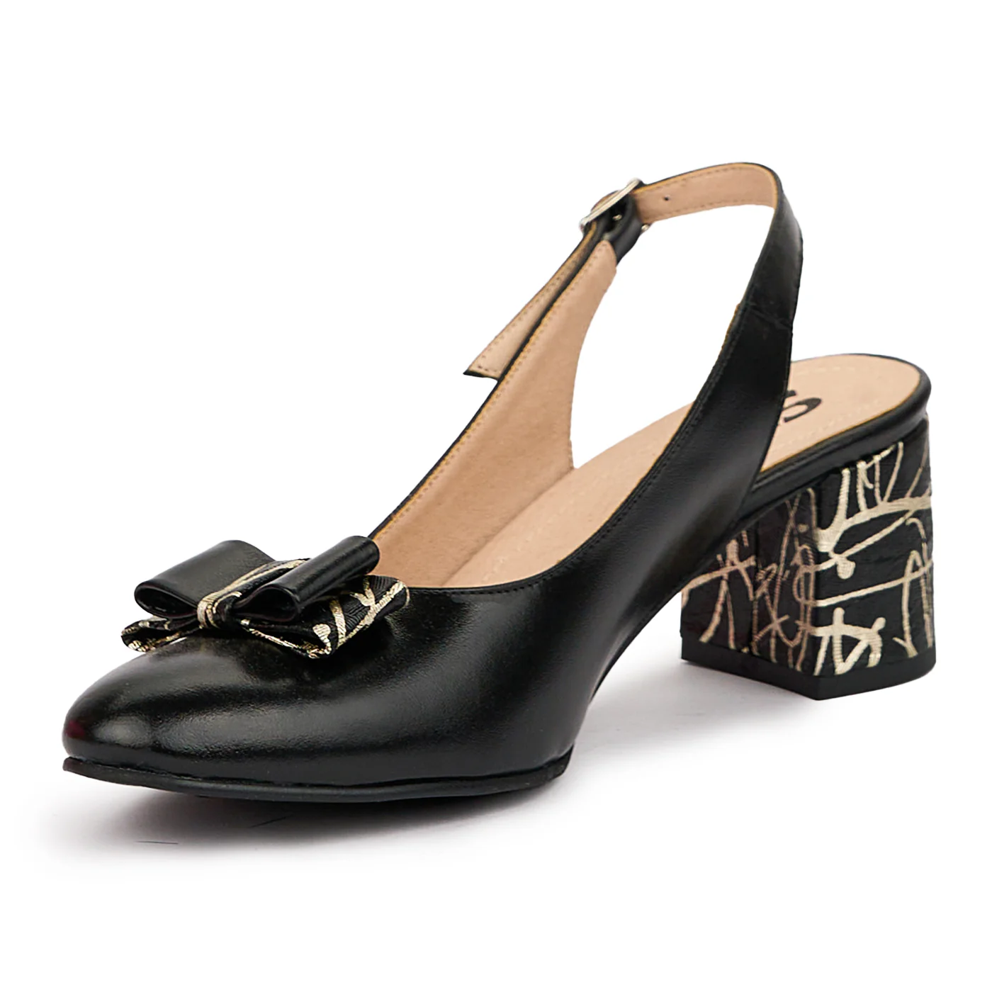 Sandale dama din piele naturala neagra cu toc gros 6 cm 14441 - Image 3