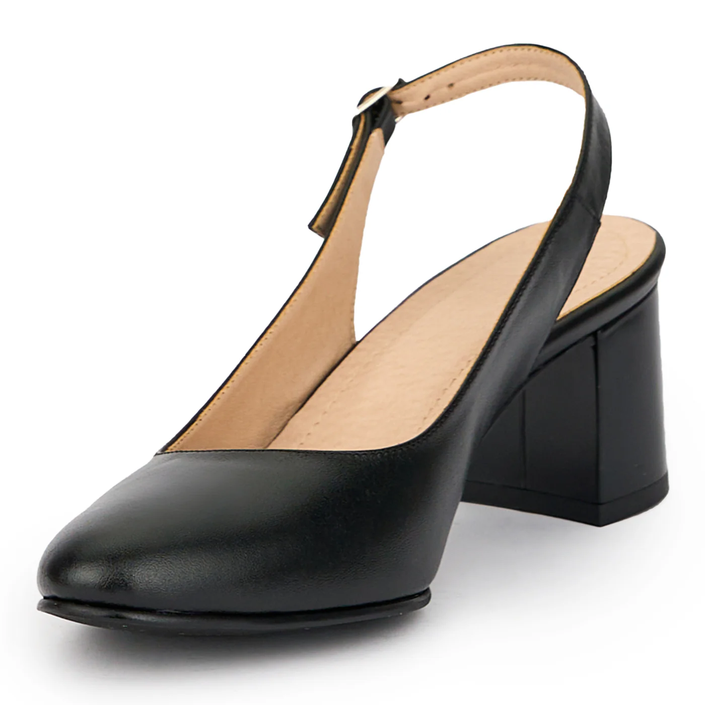 Sandale dama din piele naturala neagra cu toc gros 6 cm 15277 - Image 3