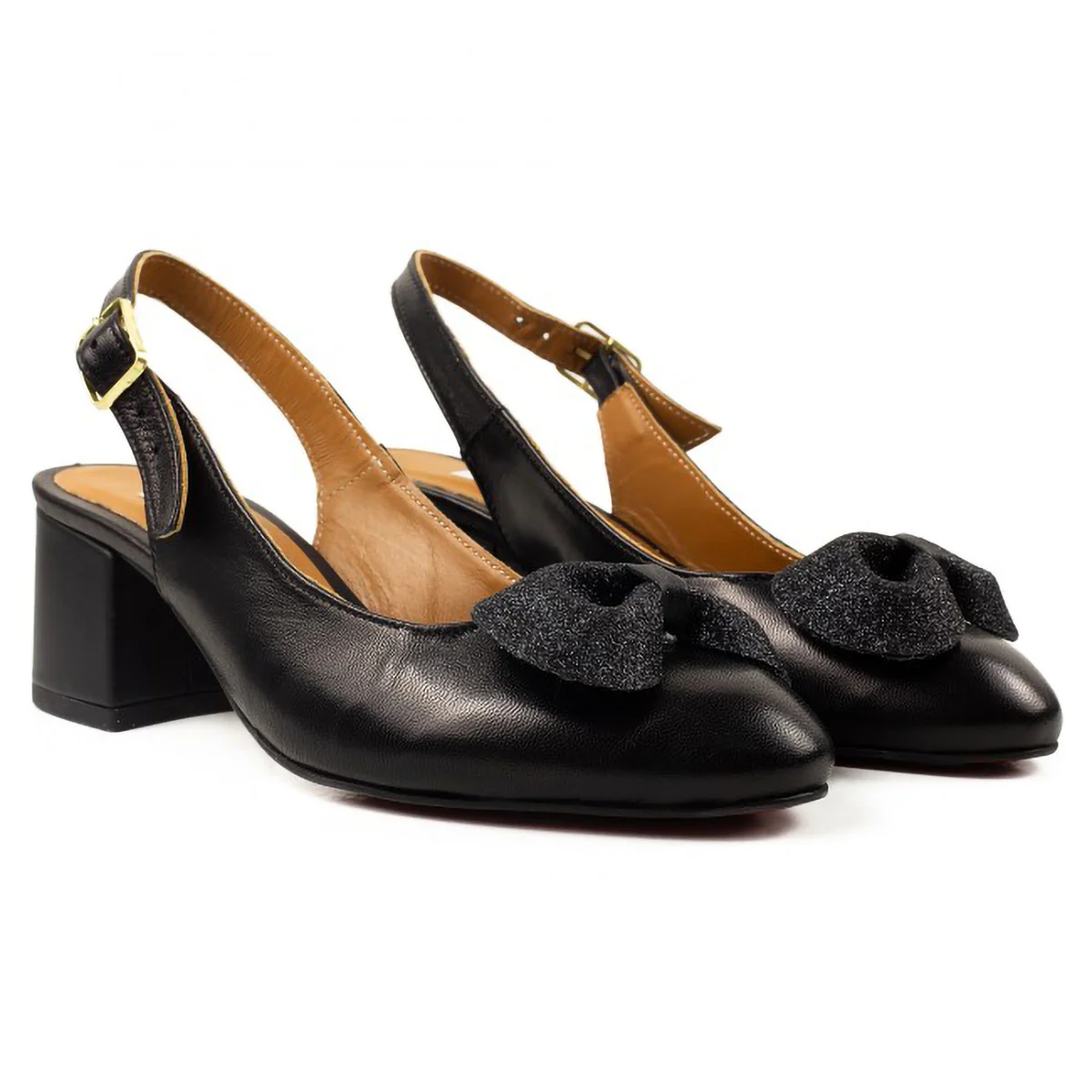 Sandale dama din piele naturala neagra cu toc gros 6 cm 15809 - Image 3