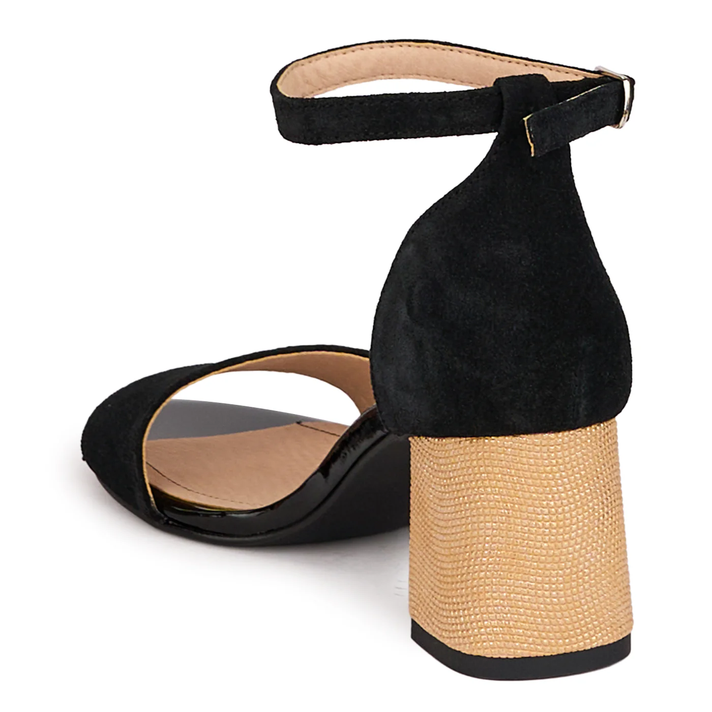 Sandale dama din piele naturala neagra cu toc gros 6 cm 18624 - Image 2