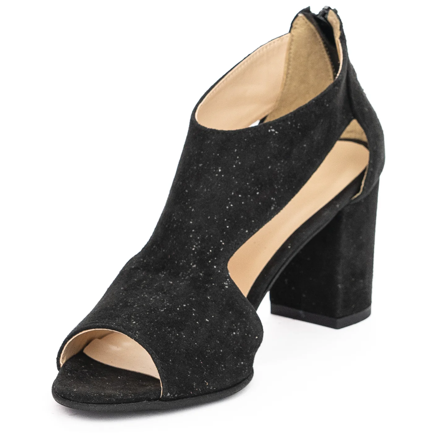 Sandale dama din piele naturala neagra cu toc gros 7.5 cm 13954 - Image 3