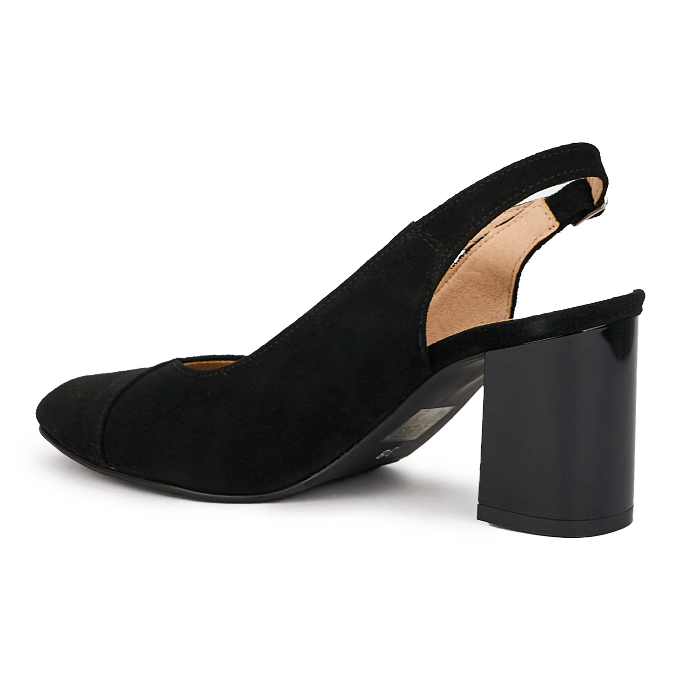 Sandale dama din piele naturala neagra cu toc gros 7.5 cm 15461 - Image 2