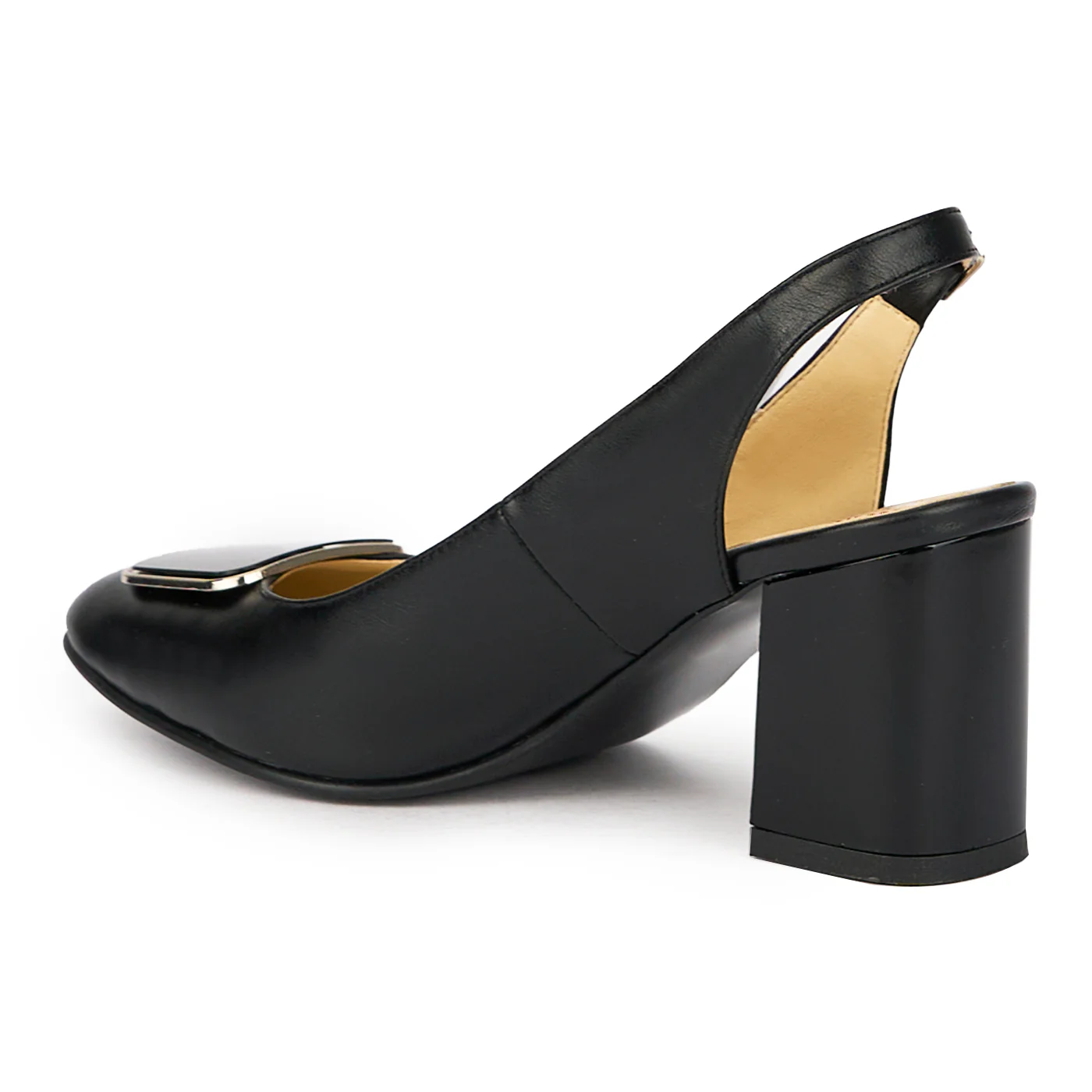 Sandale dama din piele naturala neagra cu toc gros 7.5 cm 15605 - Image 2