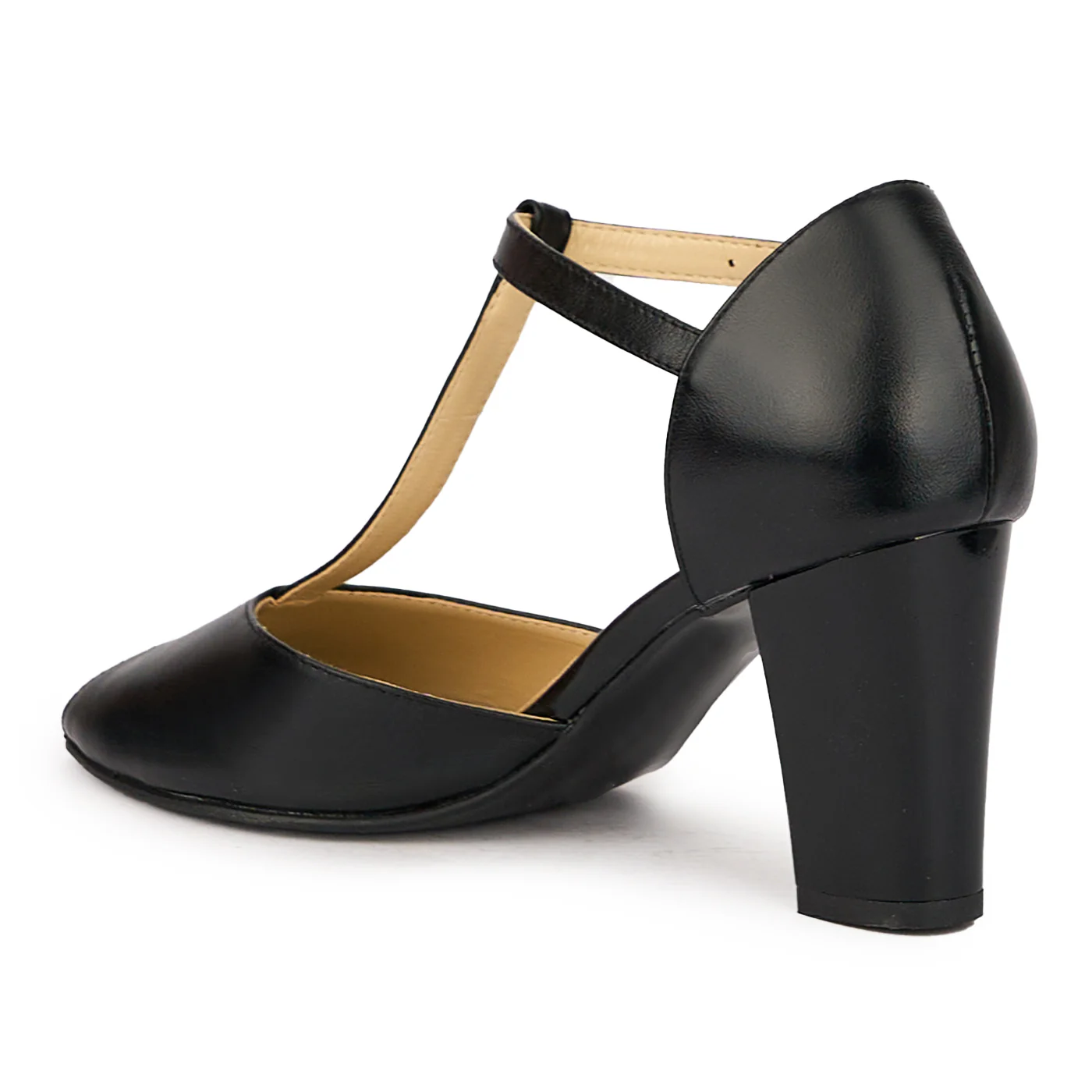 Sandale dama din piele naturala neagra cu toc gros 7.5 cm 16303 - Image 2