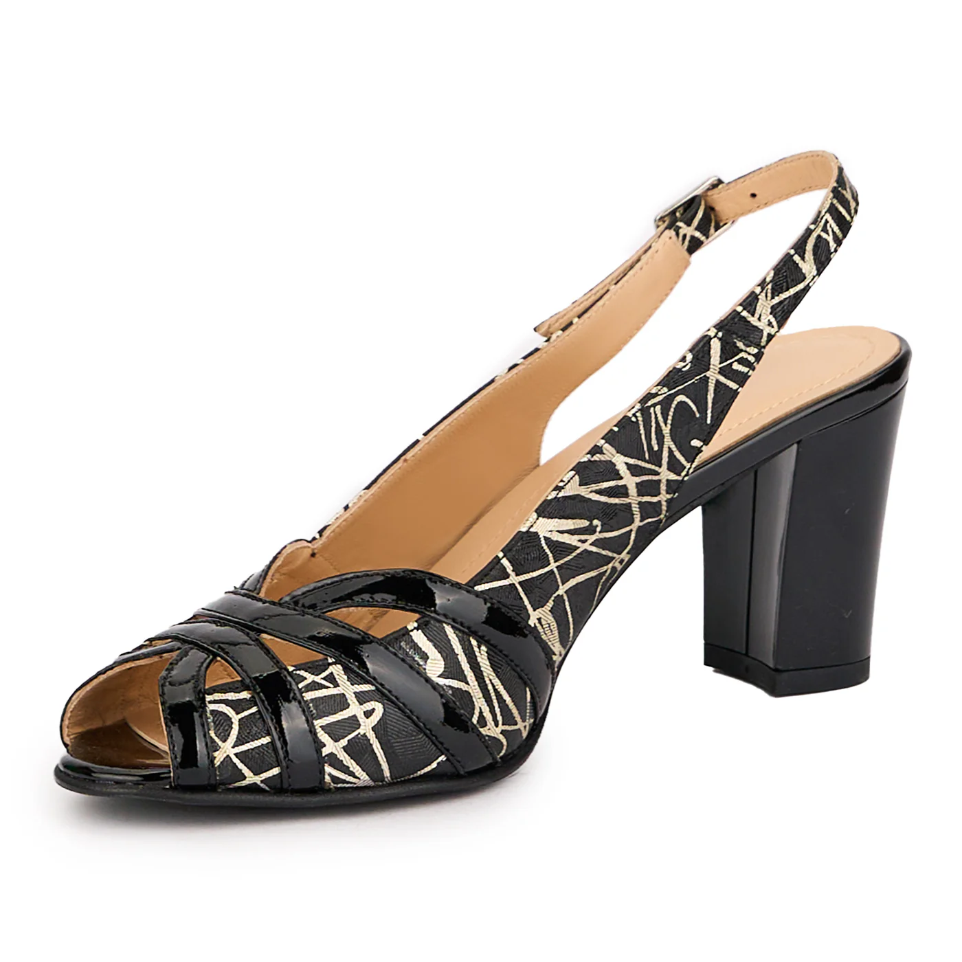 Sandale dama din piele naturala neagra cu toc gros 7.5 cm 16406 - Image 3