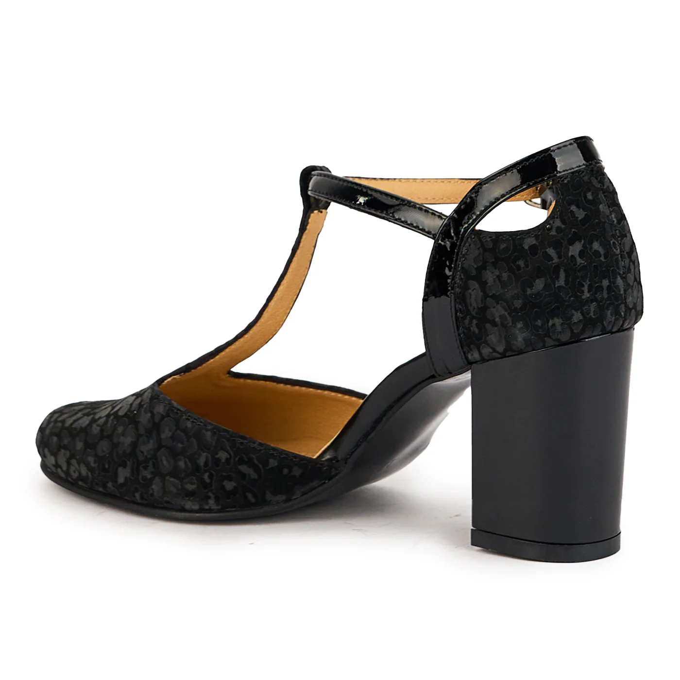 Sandale dama din piele naturala neagra cu toc gros 7.5 cm 17315 - Image 2
