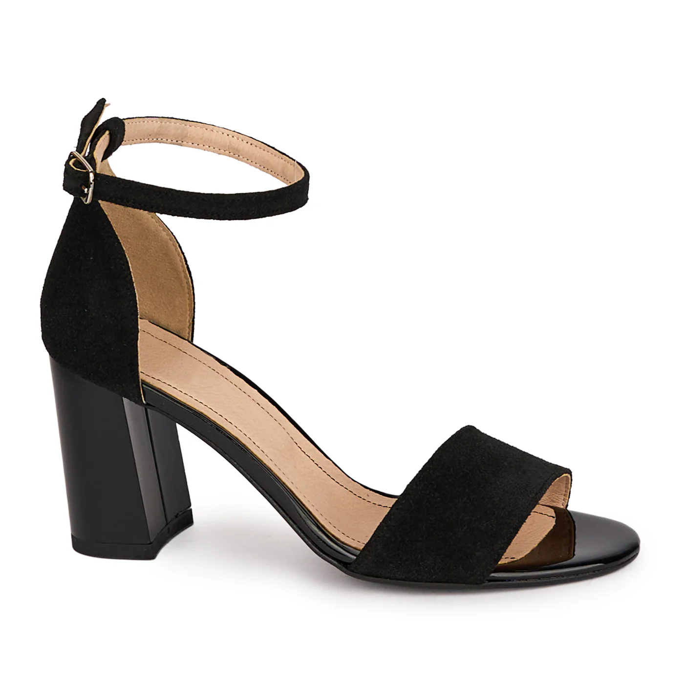 Sandale dama din piele naturala neagra cu toc gros 7.5 cm 18645