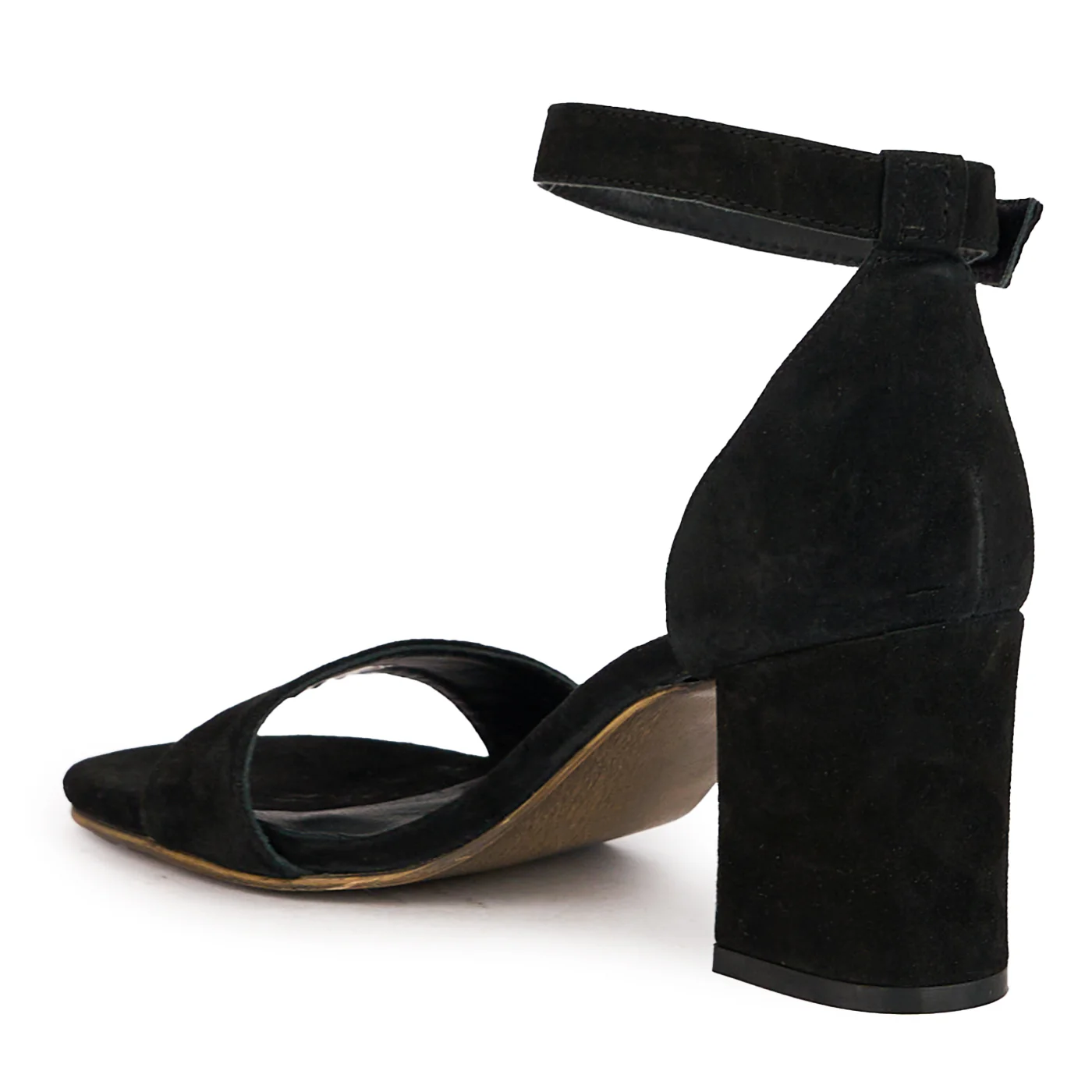 Sandale dama din piele naturala neagra cu toc gros 7 cm 16192 - Image 2
