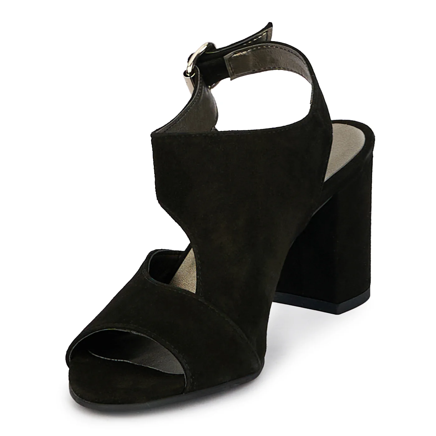 Sandale dama din piele naturala neagra cu toc gros 7 cm 18183 - Image 2