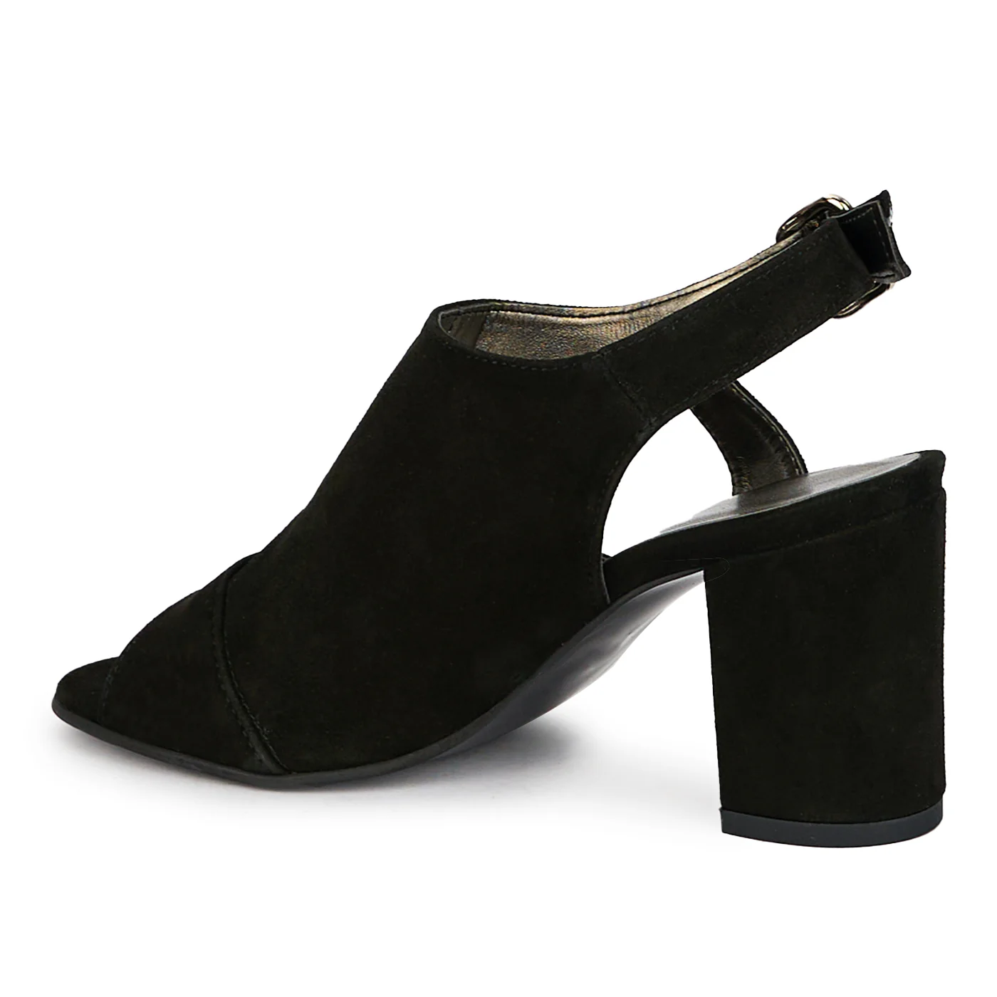 Sandale dama din piele naturala neagra cu toc gros 7 cm 18183 - Image 3
