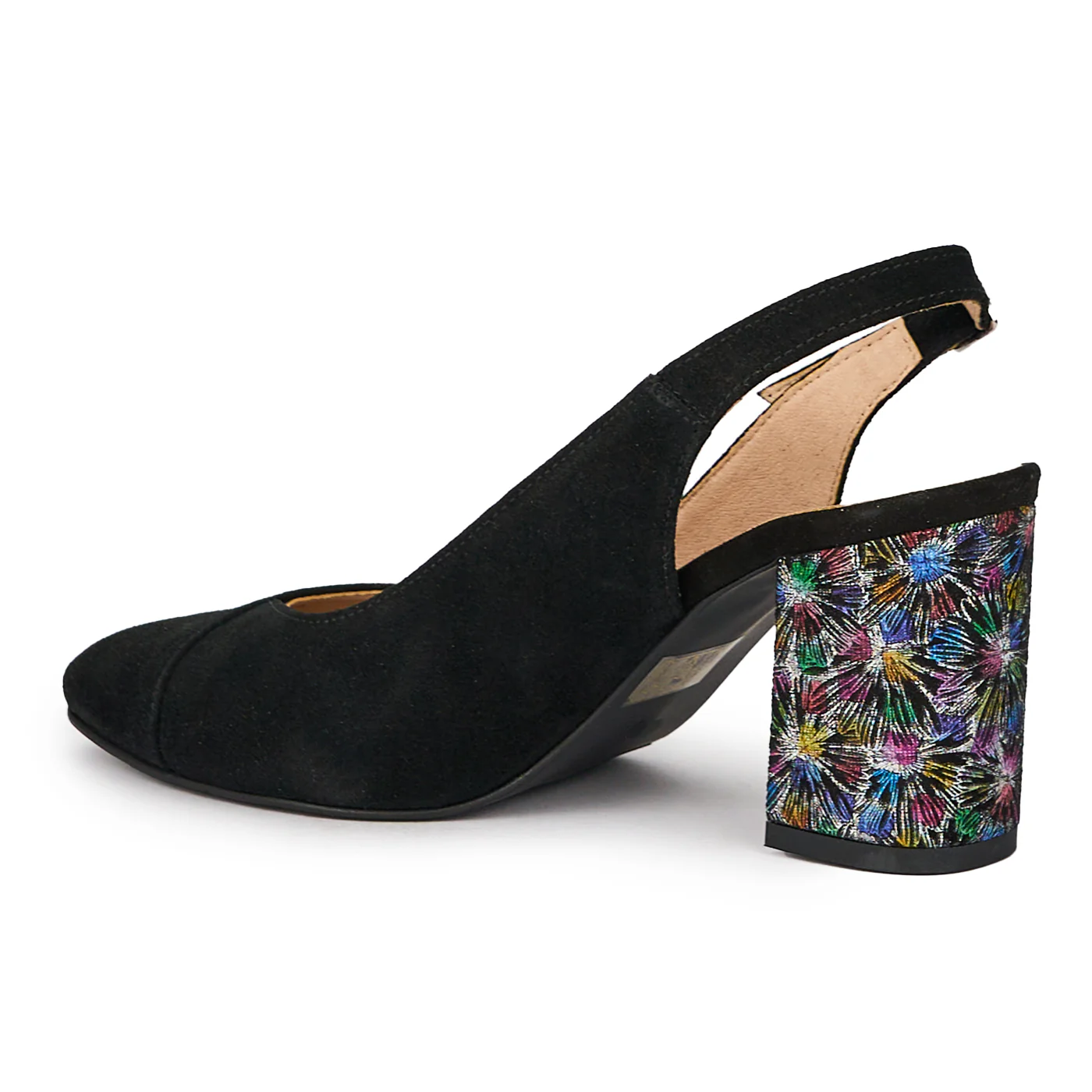 Sandale dama din piele naturala neagra cu toc gros 8 cm 15519 - Image 2