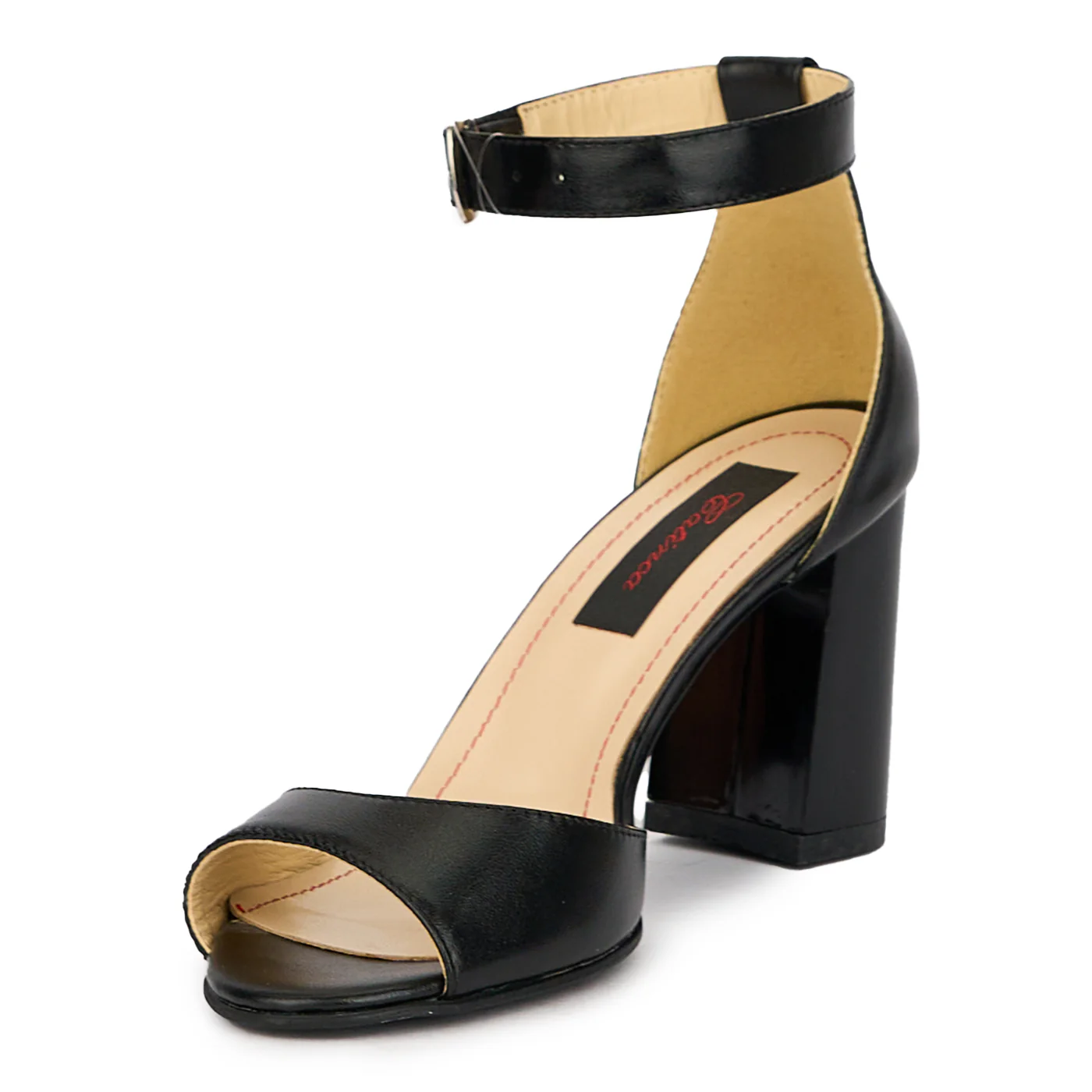 Sandale dama din piele naturala neagra cu toc gros 8 cm 15585 - Image 3