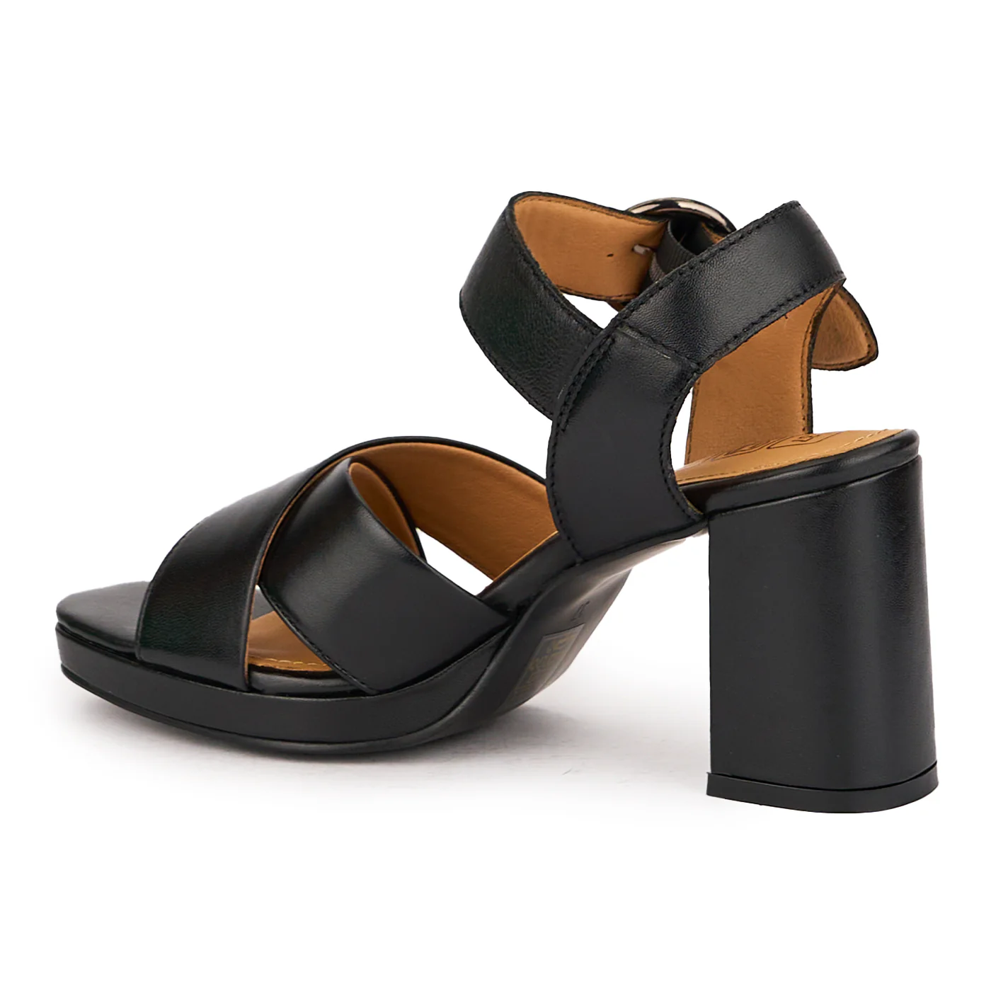 Sandale dama din piele naturala neagra cu toc gros 8 cm 16393 - Image 2