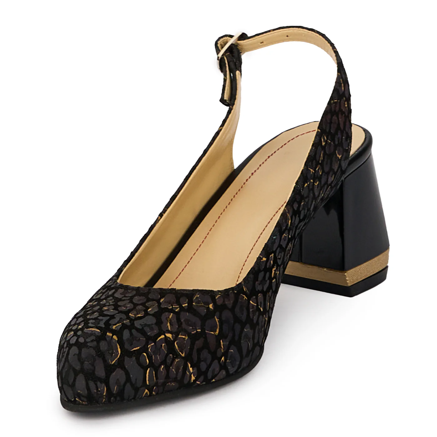 Sandale dama din piele naturala neagra cu toc gros 8 cm 18068 - Image 3