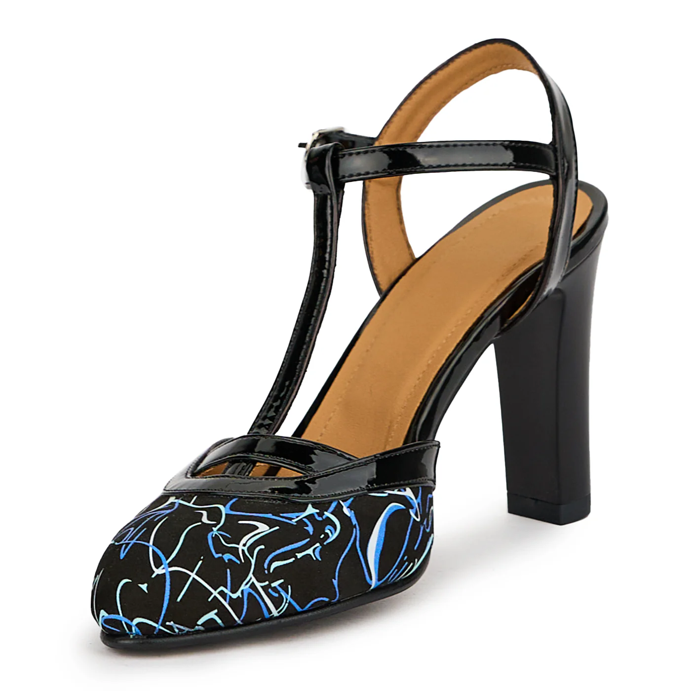 Sandale dama din piele naturala neagra cu toc gros 9 cm 14981 - Image 3