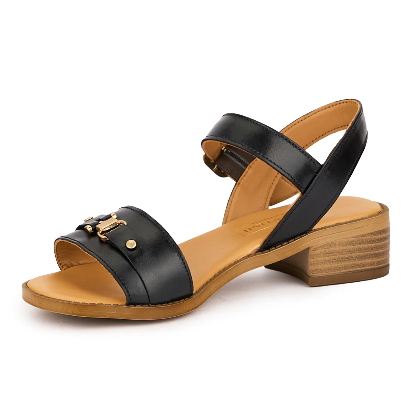Sandale dama din piele naturala neagra cu toc mic 3.5 cm 16370 - Image 3