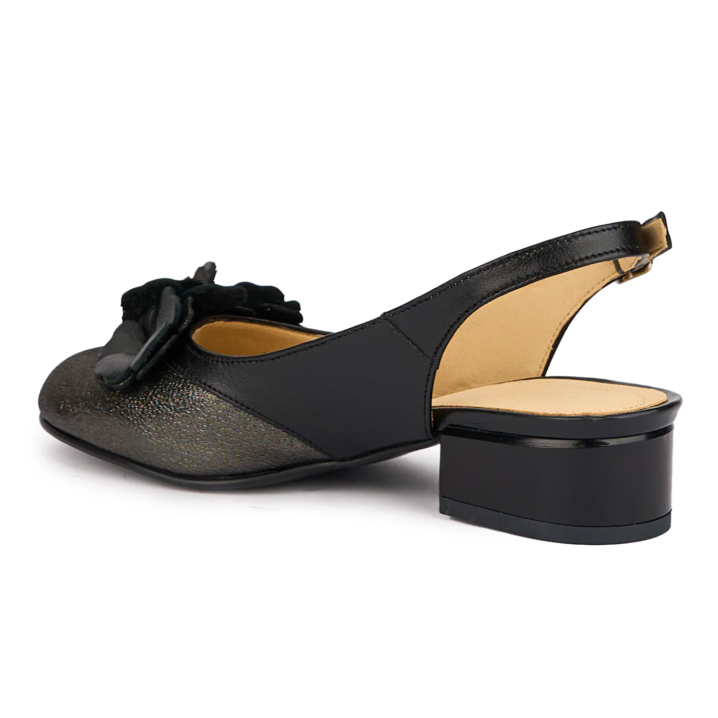 Sandale dama din piele naturala neagra cu toc mic 3.5 cm 16955 - Image 2