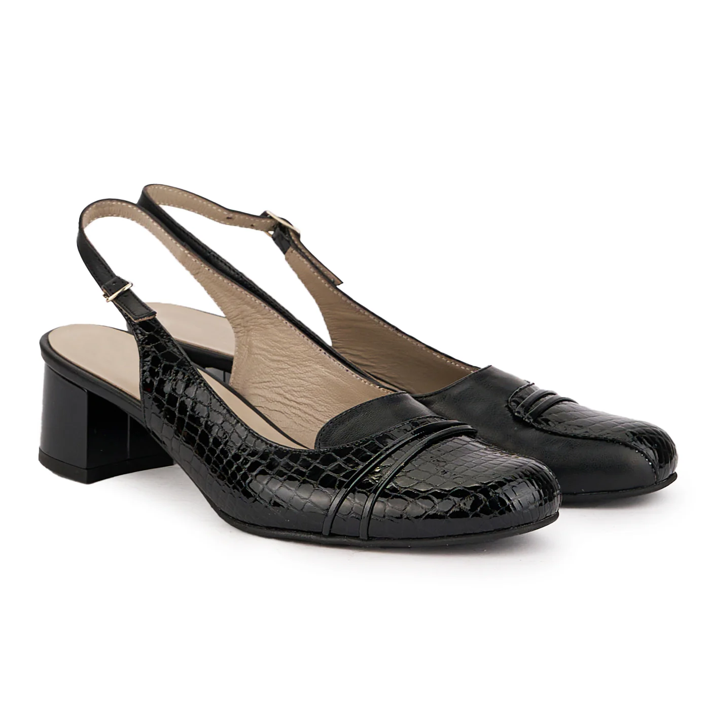 Sandale dama din piele naturala neagra cu toc mic 4.5 cm 16791 - Image 4