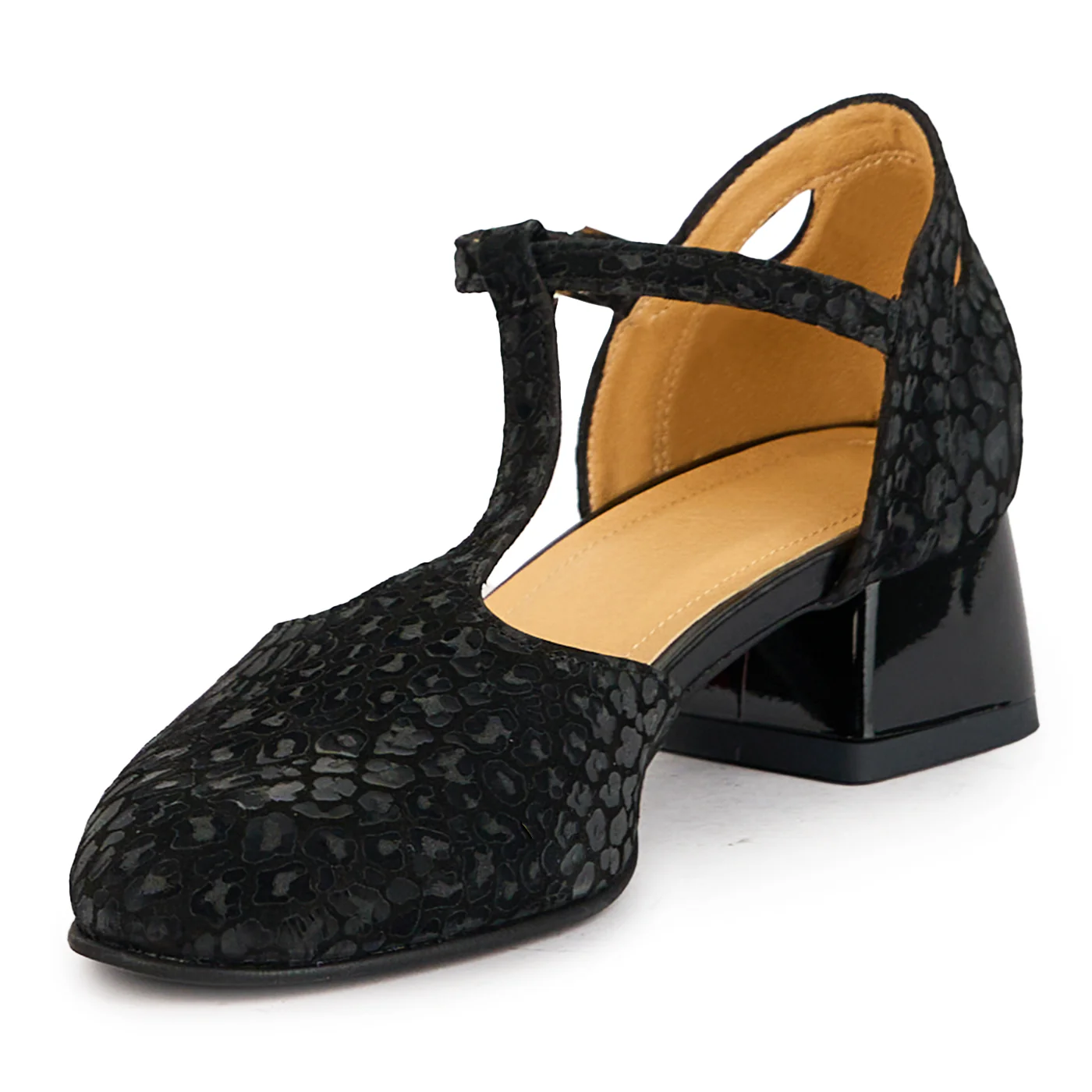 Sandale dama din piele naturala neagra cu toc mic 4 cm 17312 - Image 3