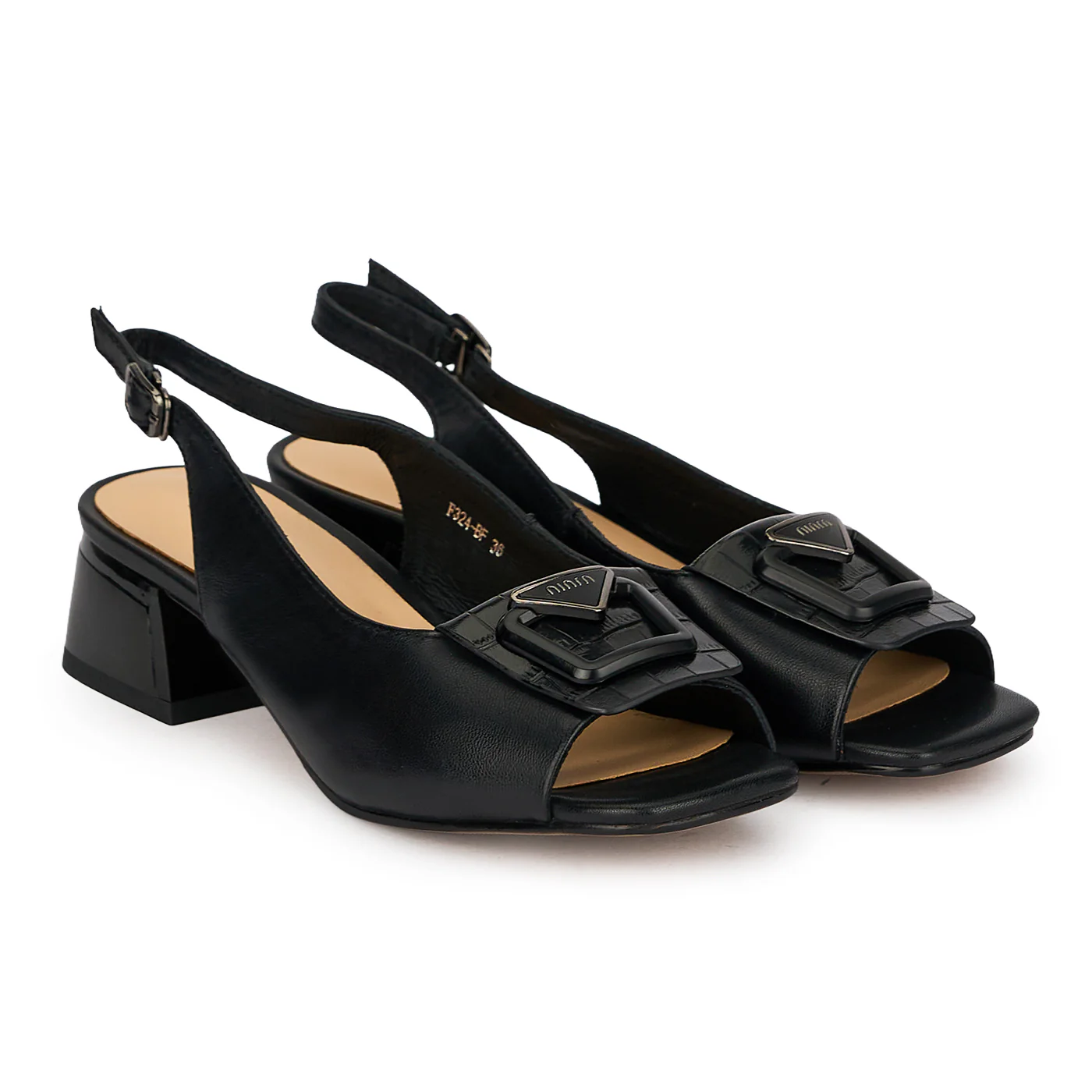 Sandale dama din piele naturala neagra cu toc mic 4 cm 19923 - Image 4