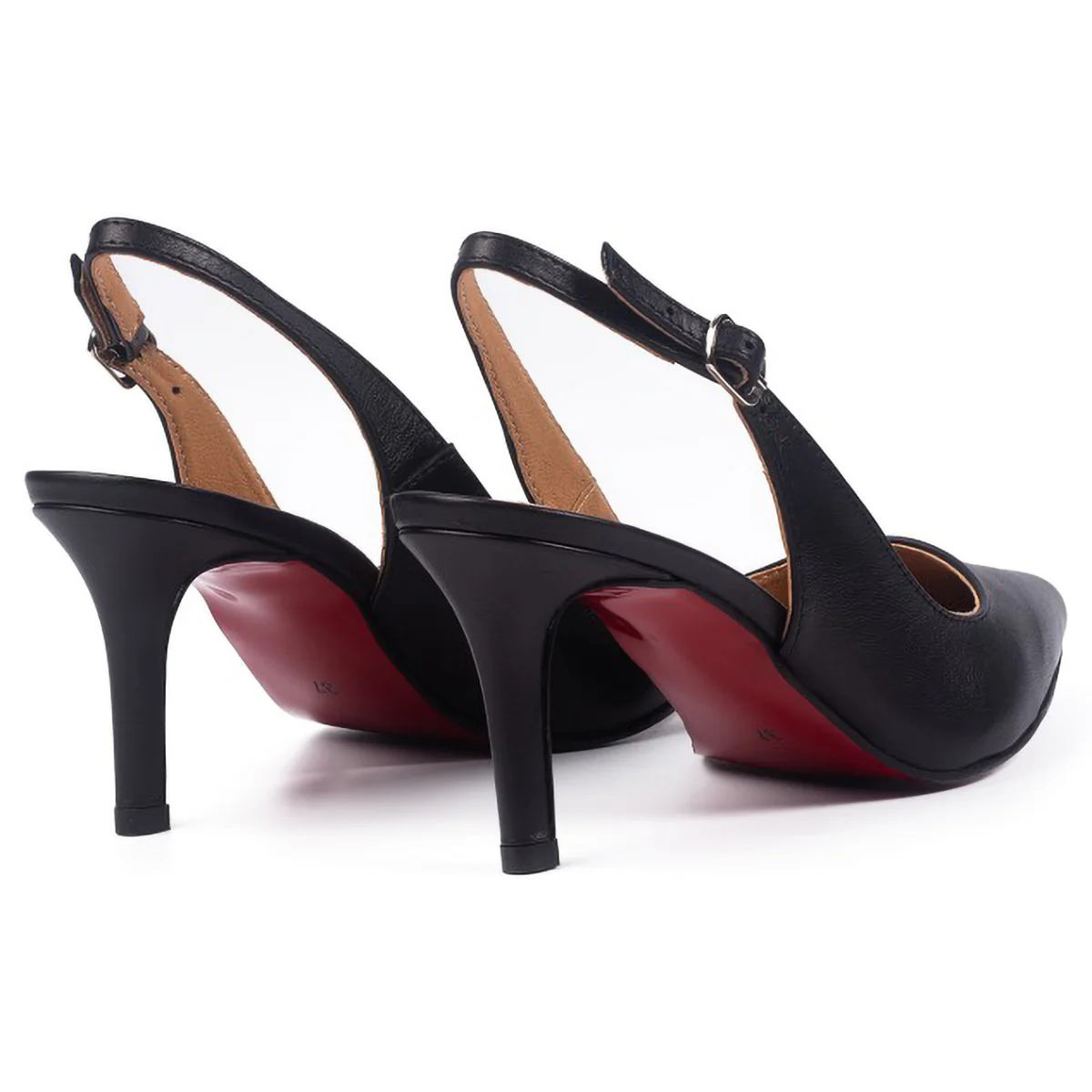 Sandale dama din piele naturala neagra cu toc subtire 7.5 cm 15791 - Image 2
