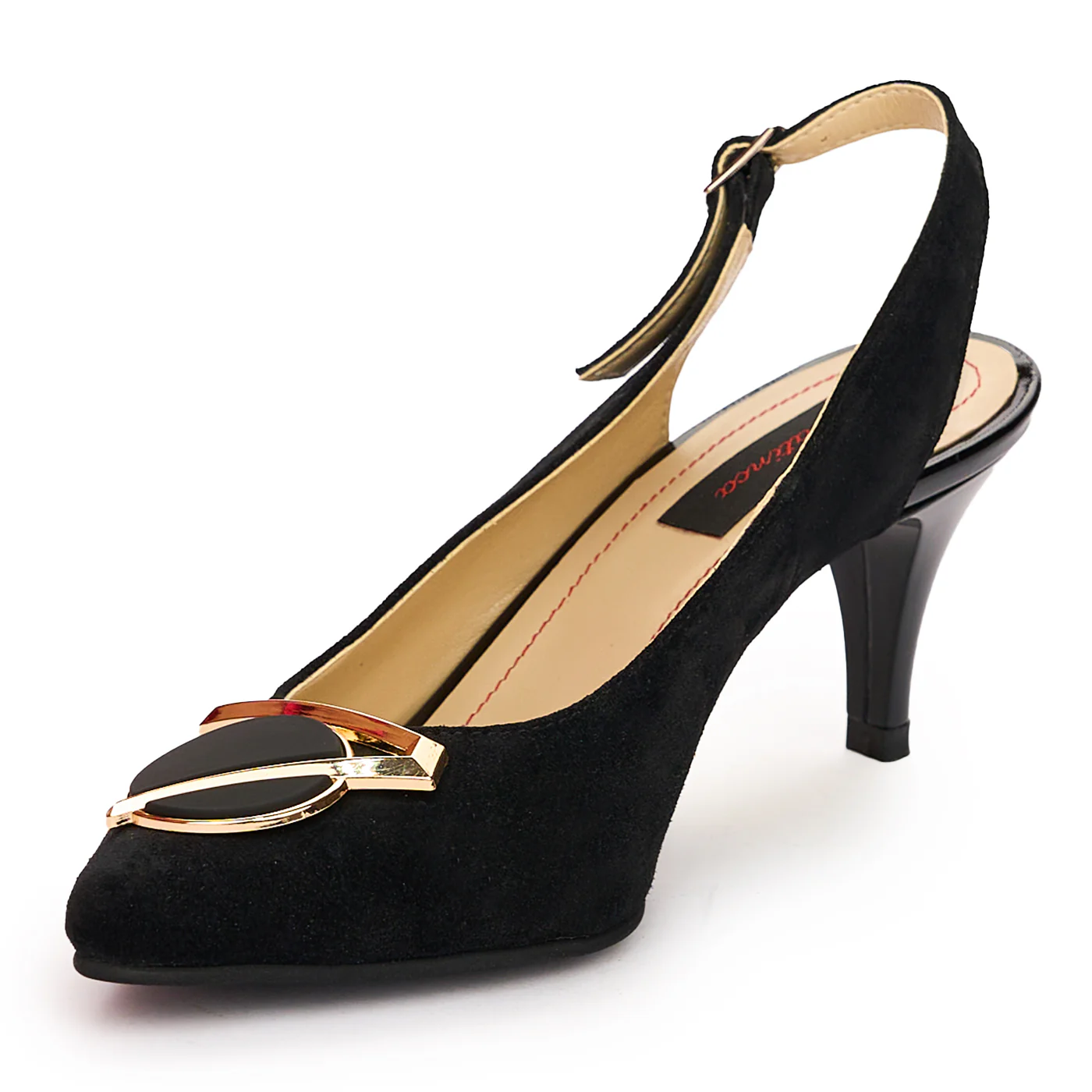 Sandale dama din piele naturala neagra cu toc subtire 7 cm 13792 - Image 3