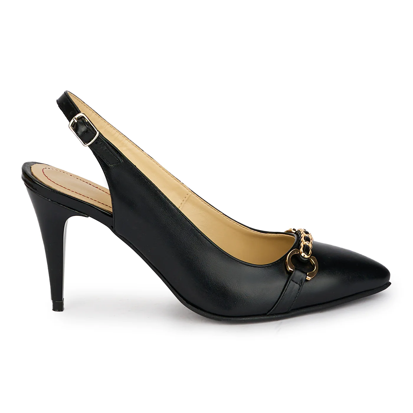 Sandale dama din piele naturala neagra cu toc subtire 8.5 cm 18107