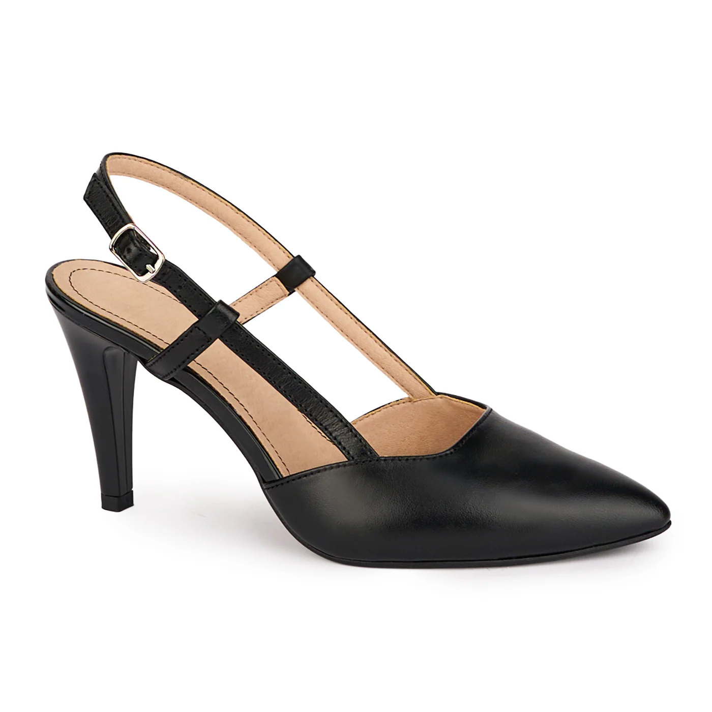 Sandale dama din piele naturala neagra cu toc subtire 8.5 cm 18511