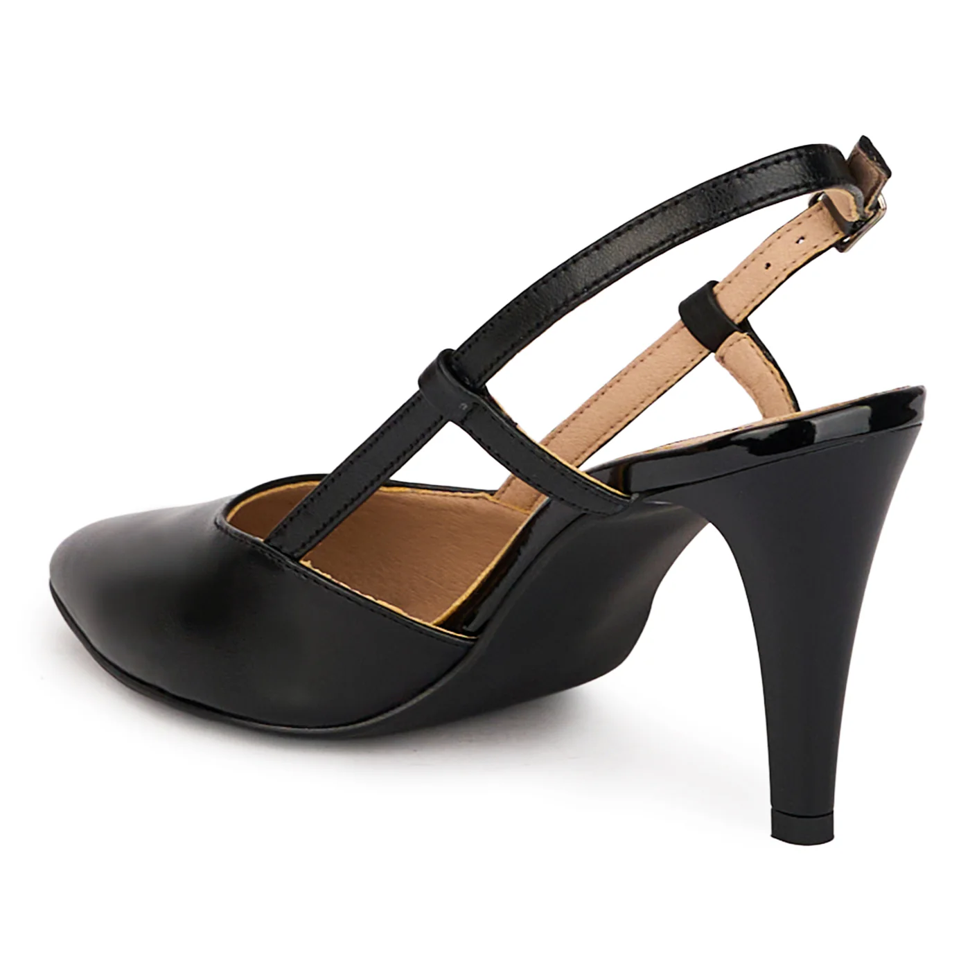 Sandale dama din piele naturala neagra cu toc subtire 8.5 cm 18511 - Image 2