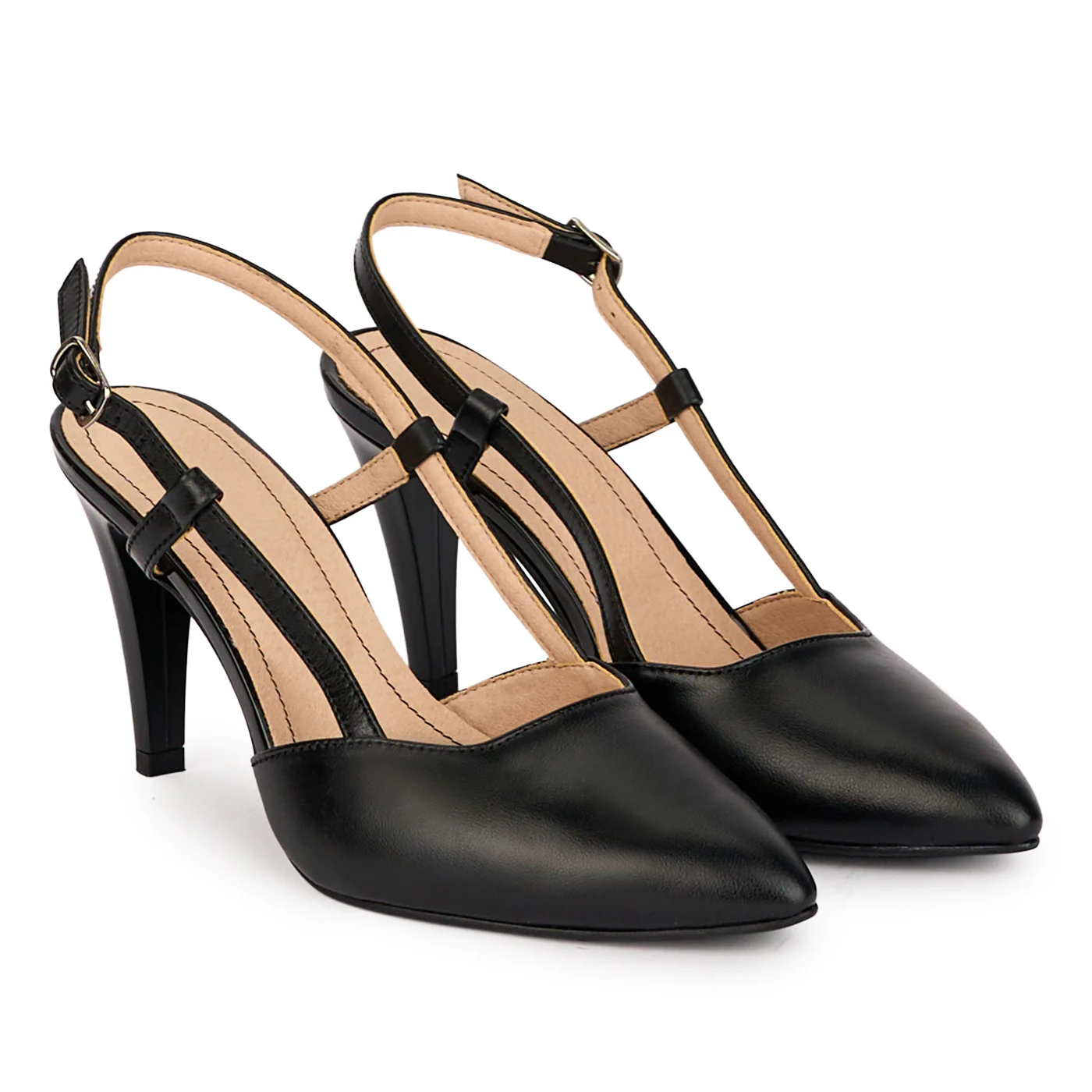Sandale dama din piele naturala neagra cu toc subtire 8.5 cm 18511 - Image 4