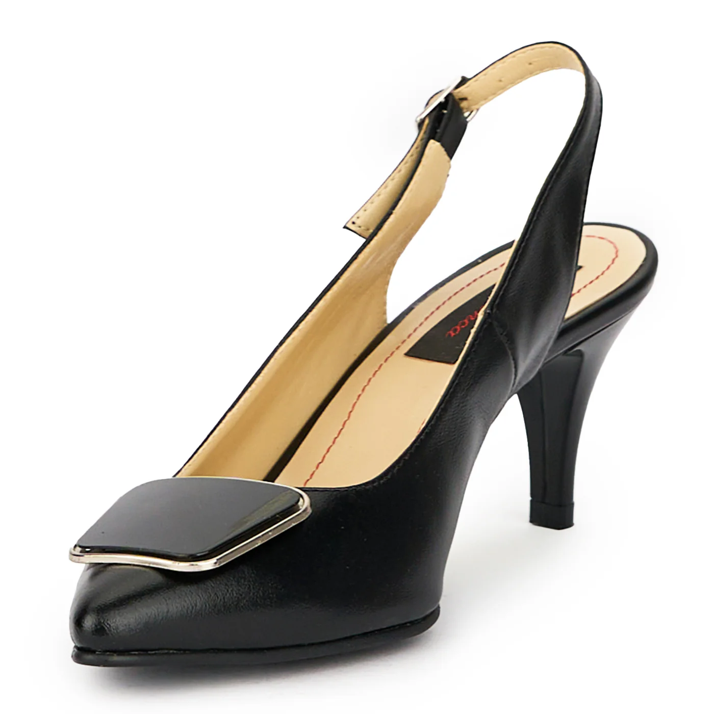 Sandale dama din piele naturala neagra cu toc subtire 8 cm 15637 - Image 3
